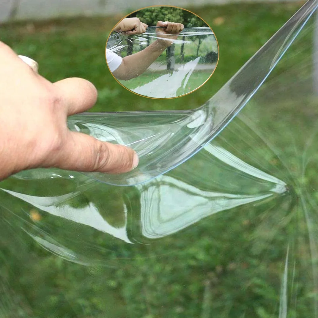 Lona Impermeables Exterior Transparente,Prueba de Polvo Tela Cubierta,Película PVC 0.35mm,Prueba de Lluvia Toldos de Plantas,Lona de Protección For Invernadero Jardín,con Ojales(2x4m/6.6x13ft)