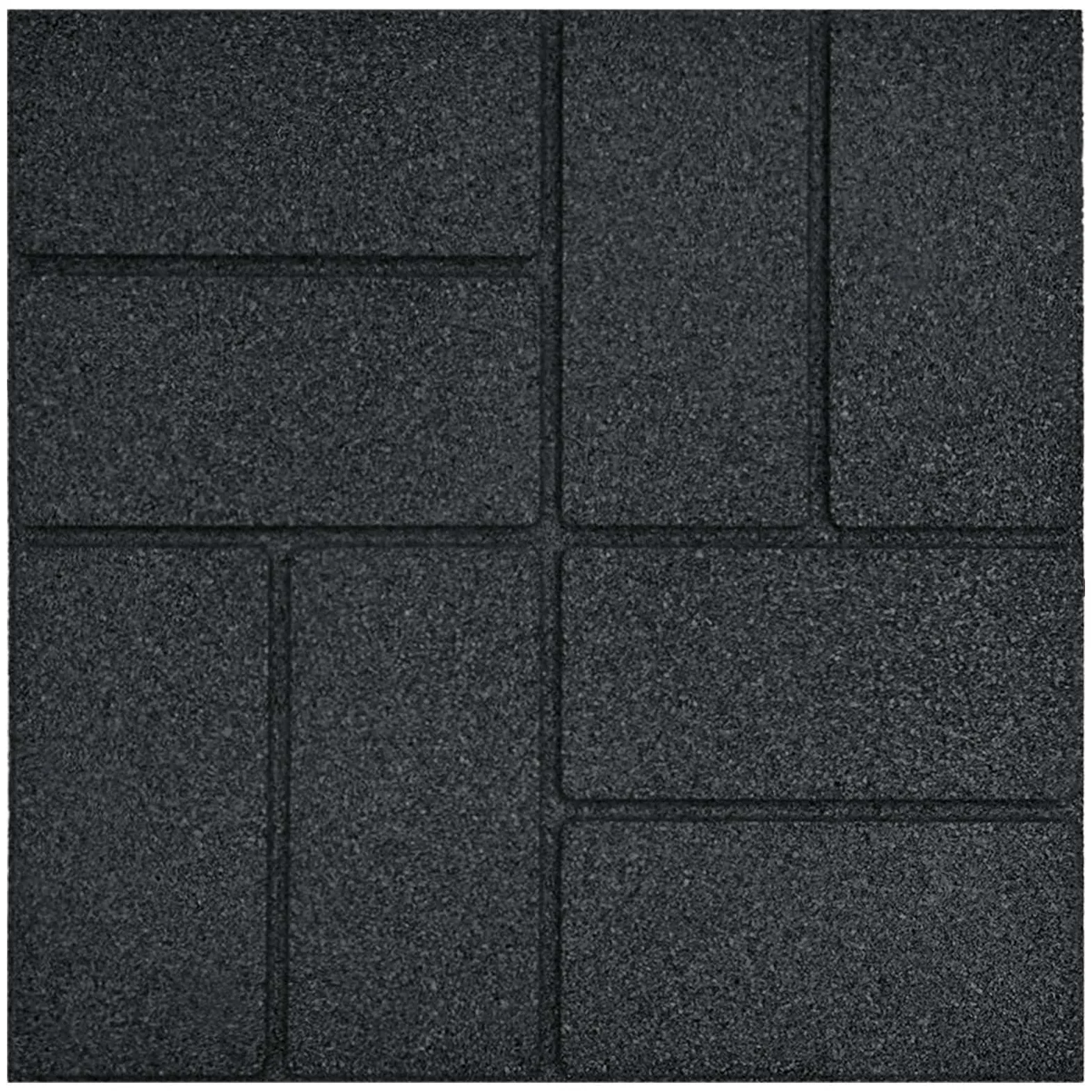 6 piedras de goma negra de 40,5 x 40,5 x 2 cm cuadradas con superficie antideslizante para senderos de jardín, borde de arriates, terrazas y exteriores