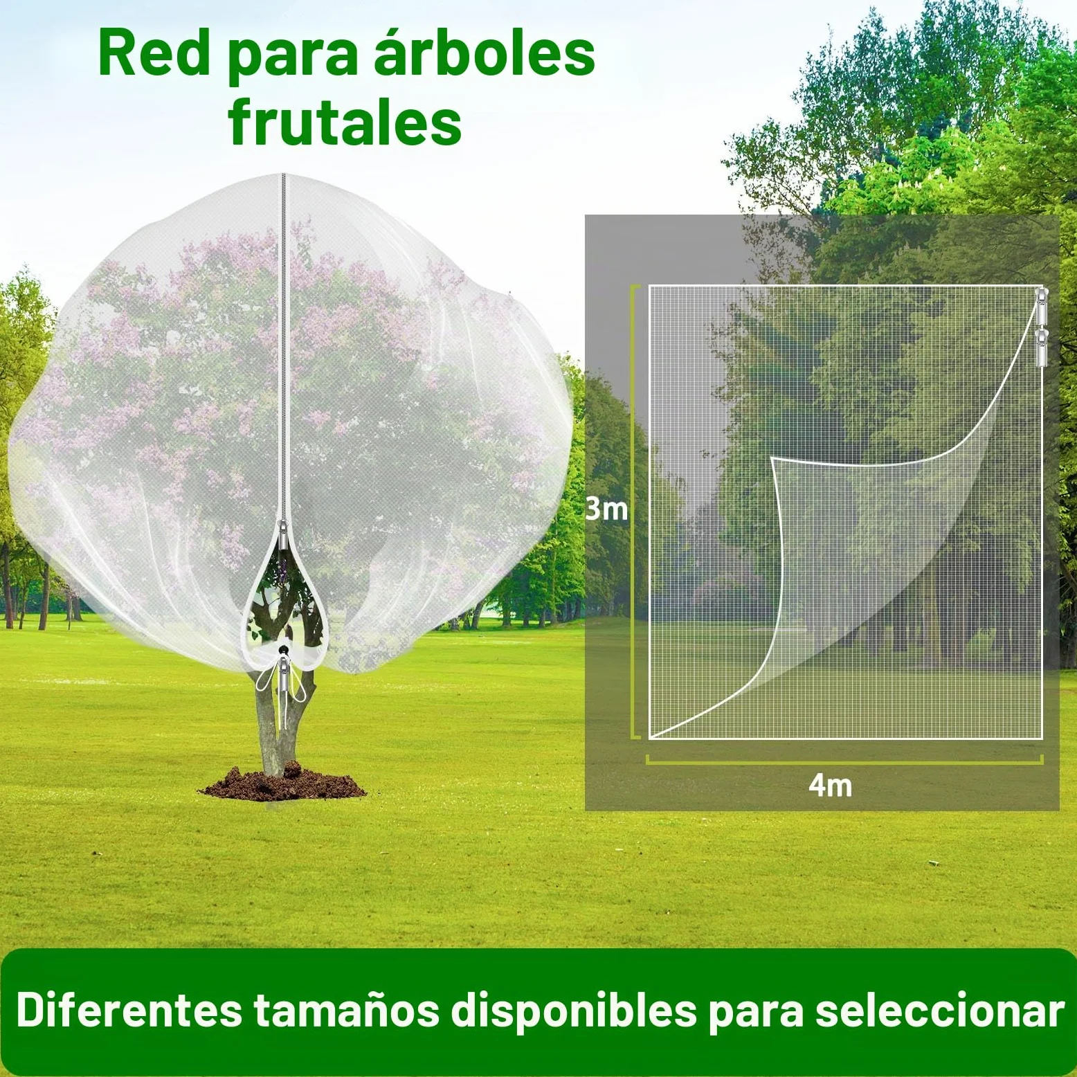 Bolsas de Red de jardín Mallas para arboles frutales 2 Pieza Malla plastico Jardin con Cremallera y cordón Red para Plantas Vegetal (3m×4m, Blanco)