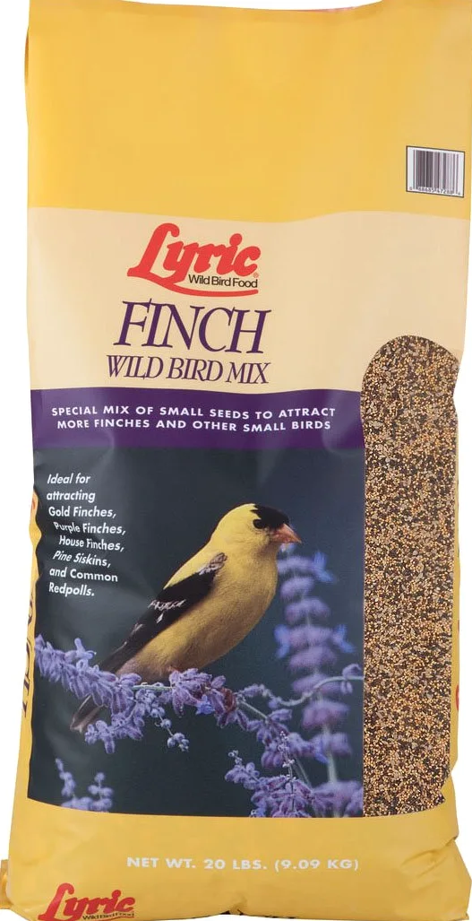 Lyric Finch - Semilla de pájaro cantor pequeño para comederos exteriores, atrae jilgueros, pinzones de casa y más, bolsa de 20 libras