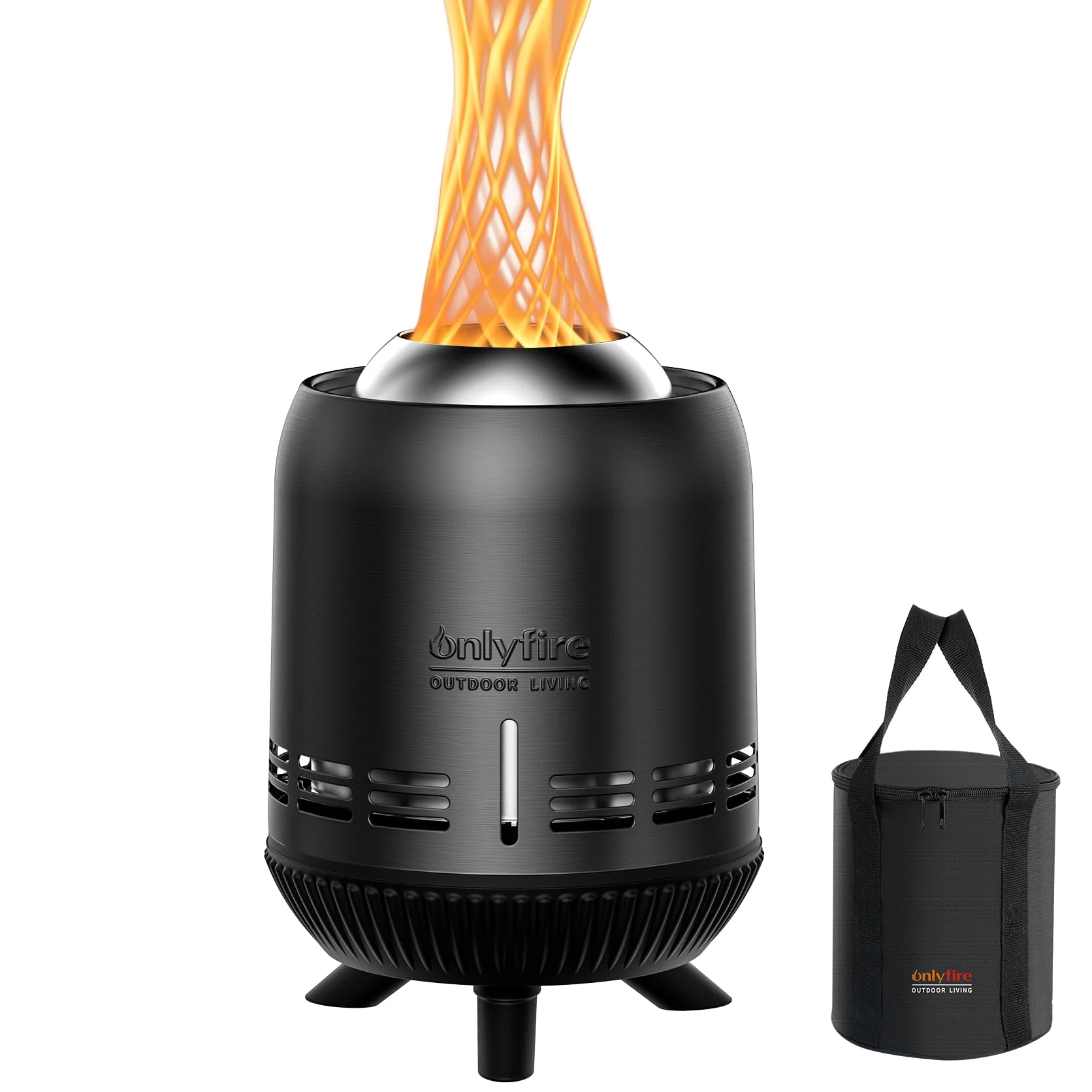 Onlyfire Brasero sin Humos con Bolsa de Transporte, Mini Hoguera de Mesa, Chimenea de Leña y Pellets para Camping al Aire Libre Tailgating Patio, Negro