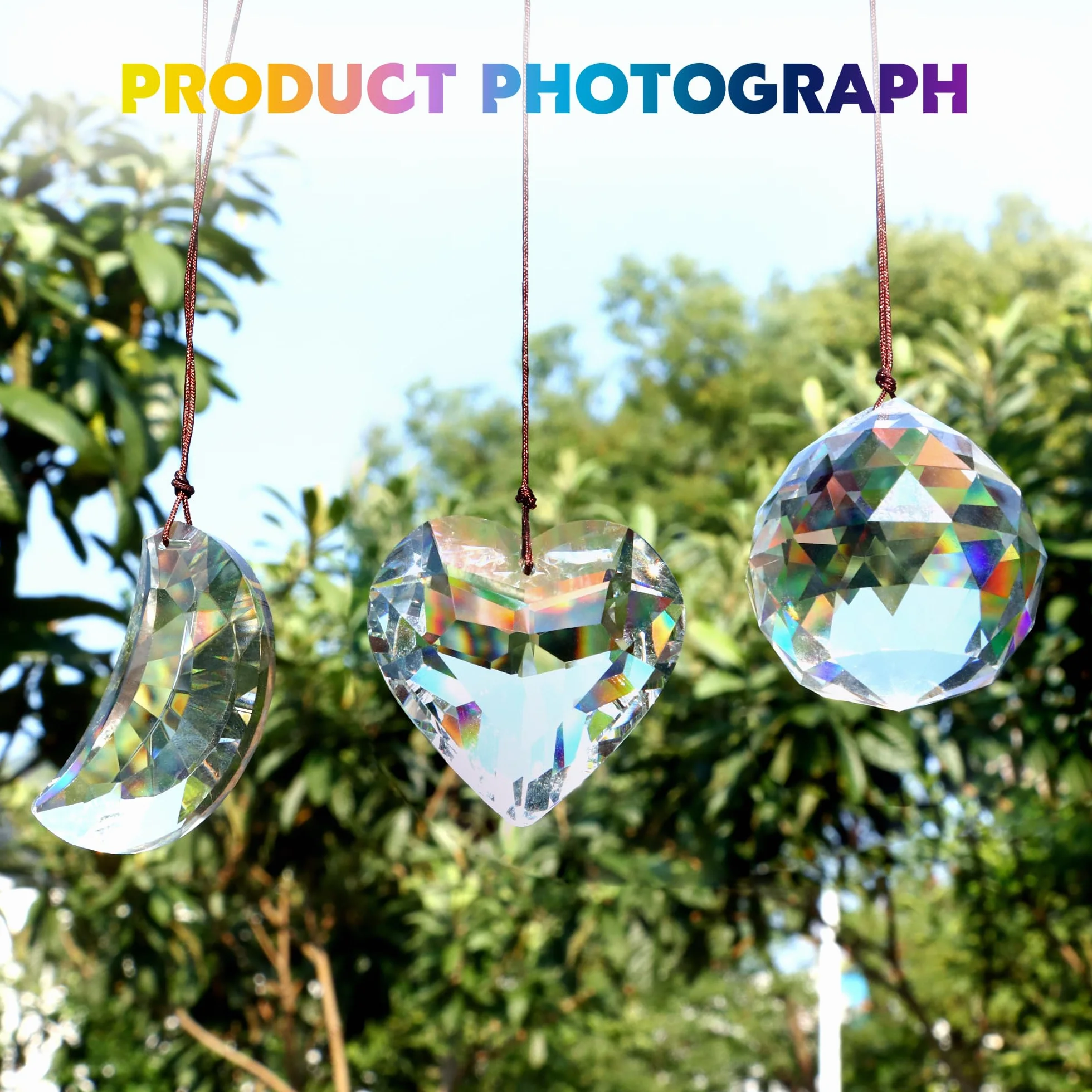 Colgante de Bolas Atrapasoles 3Pcs Bola de Cristal Prisma Decoración para Ventanas, Hogar, Oficina, Jardín