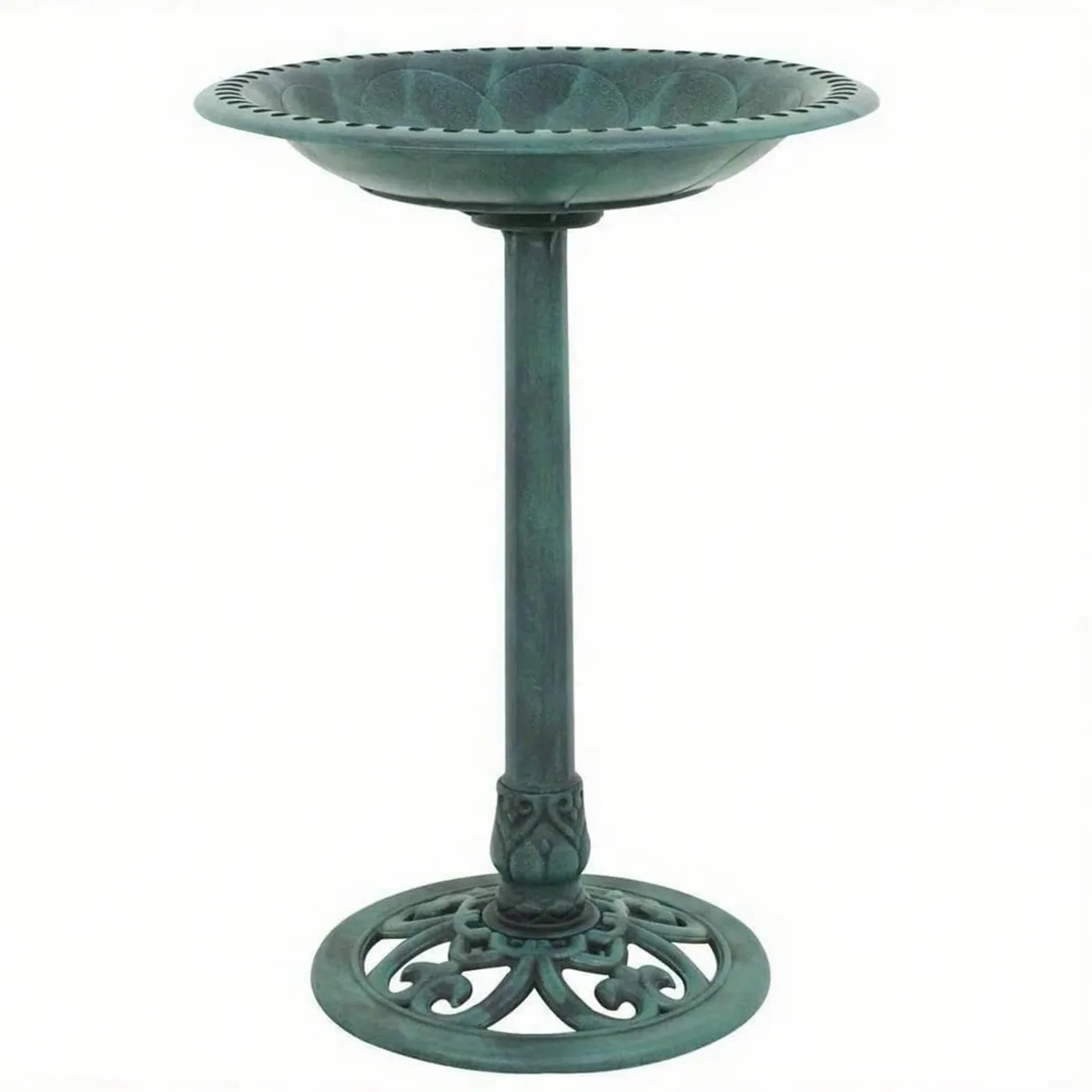 Metal Bebedero pajaros con Pie Baño for pájaros de Lujo 28" Verdigris ensamblado | Comedero for pájaros Jardín al aire libre Patio trasero