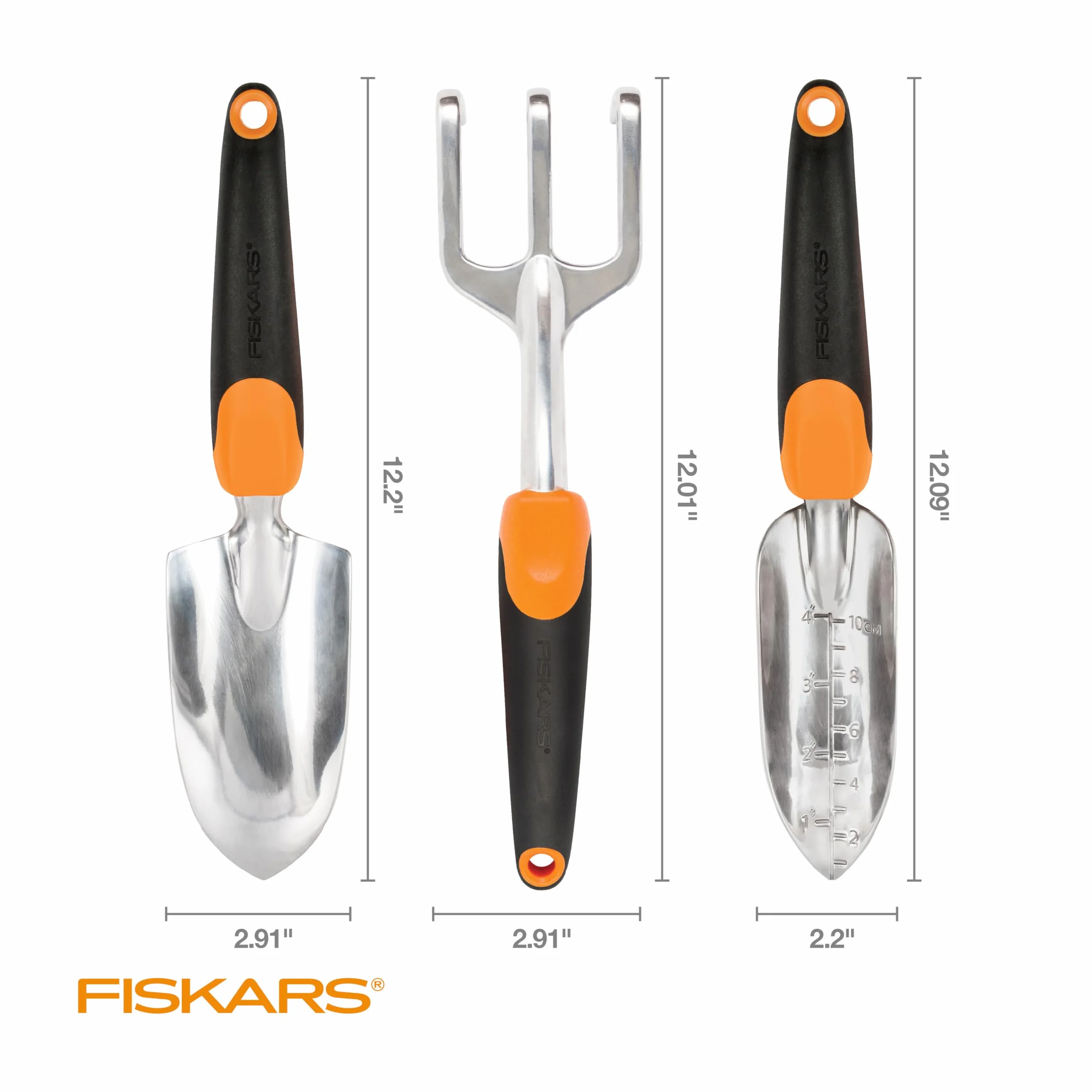 Fiskars Ergo - Juego de Herramientas de jardinería reciclables, Color Negro y Naranja