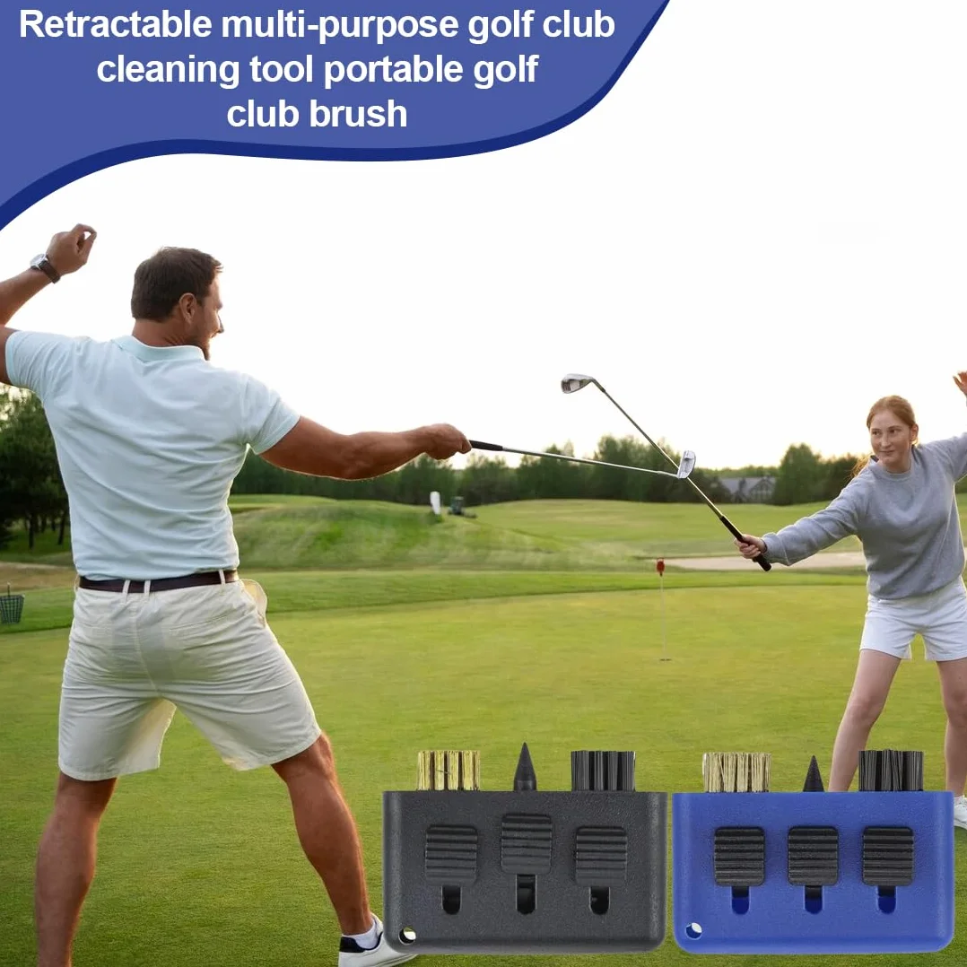 IKOPFLN 3 en 1 Herramienta de Limpieza de Palos de Golf Cepillo Multiusos Kit con Llavero