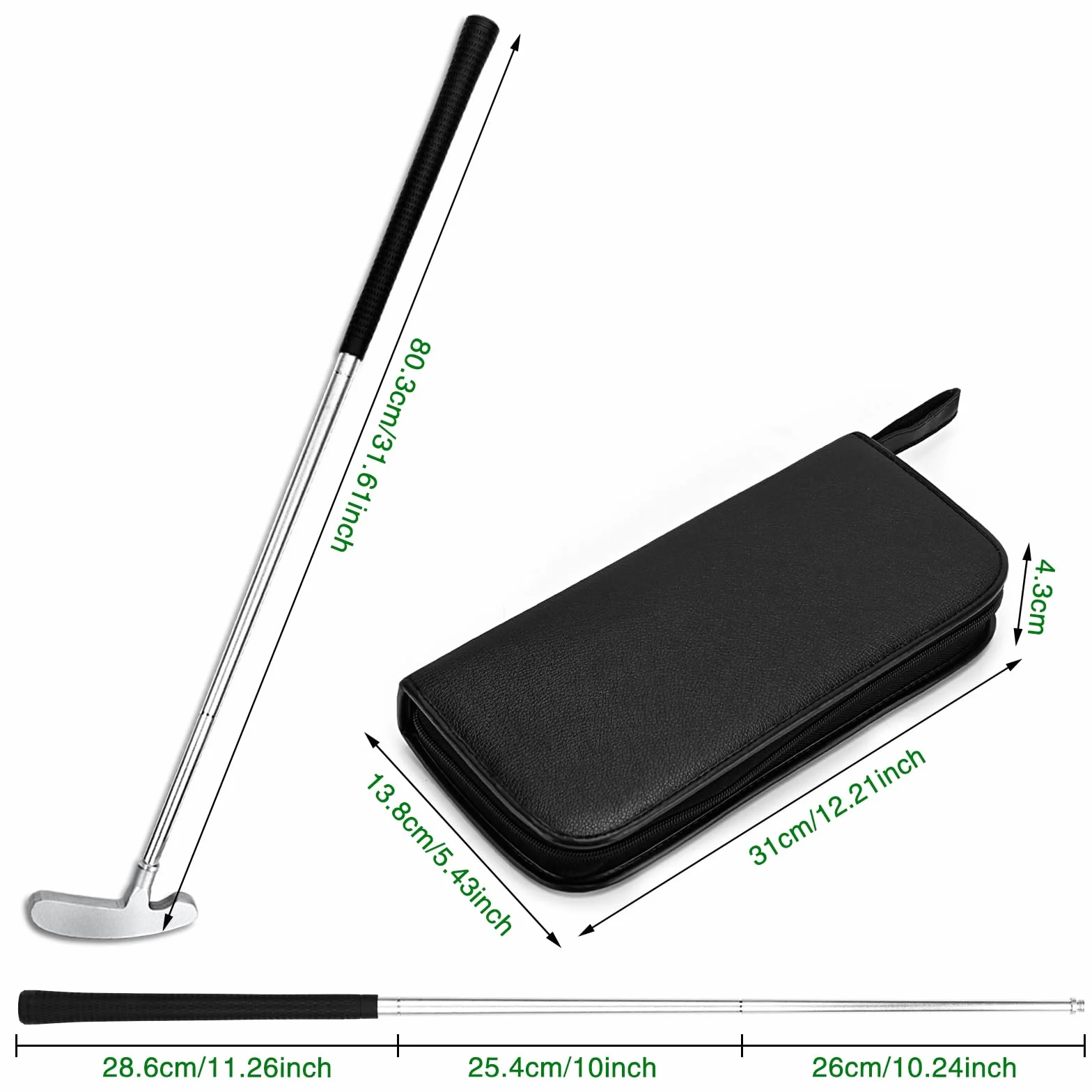Putter de golf portátil kit de práctica con pelota desmontable