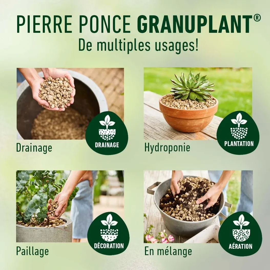Algoflash Naturasol Granulado de drenaje y plantación – Piedra pómez 100% natural – Alternativa duradera a la bola de arcilla – 10 l