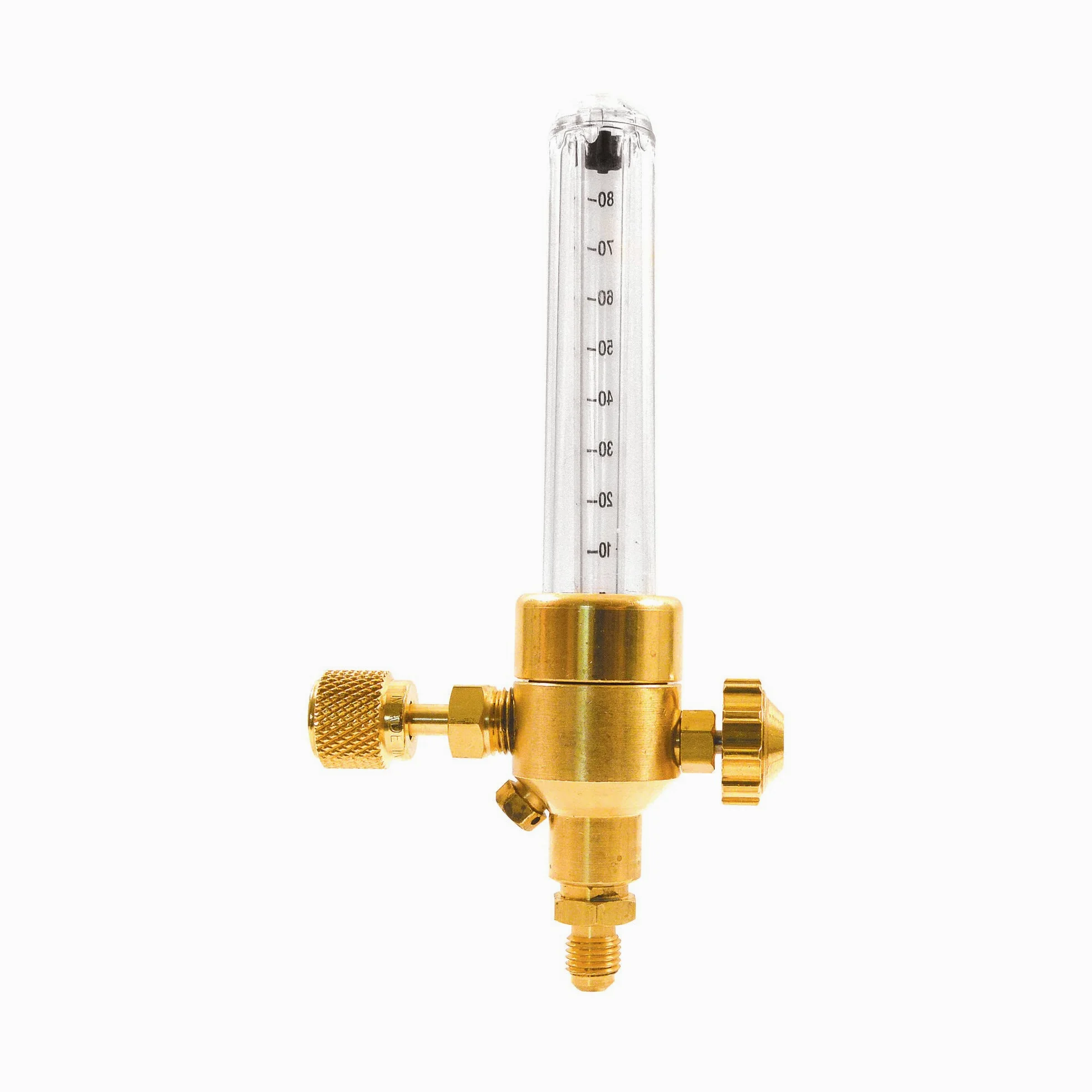 Uniweld Indicador de flujo de nitrógeno UNF3 con conexión de entrada hembra de 1/4 pulgadas y conexión de salida macho de 1/4 pulgadas