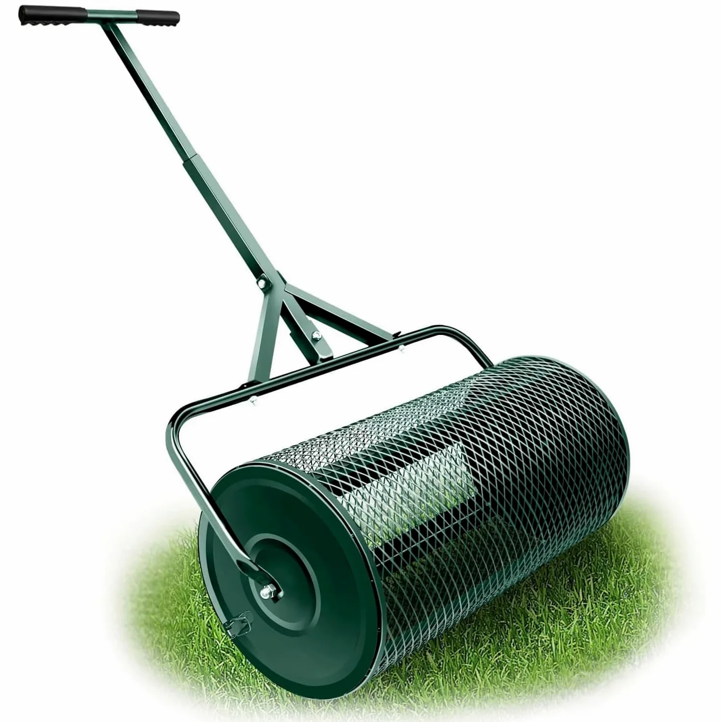 Esparcidor de abono para jardín y césped, mango ajustable en forma de T para plantar y sembrar, esparcidor duradero y ligero para aderezo superior