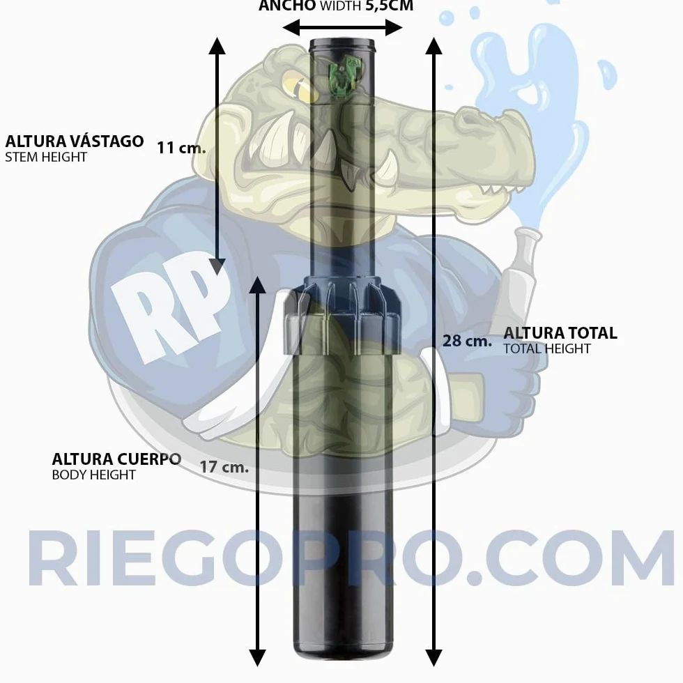 RIEGOPRO Pack 3 Aspersor SRM-04 Hunter. Alcance de 4 a 10,7 Metros. Conexión Rosca Hembra 1/2". Incluye Juego de Toberas y Llave de Ajuste