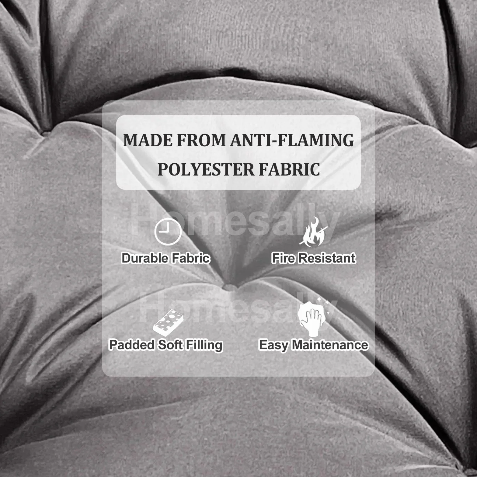 Impermeable al aire libre Swing Cushions with Backrest 2/3 Seater Bench Cushion for Garden Furniture Dark Grey Seat Replacement Cushions 150 x 100 x 10 cm Includes 8 slips Ties