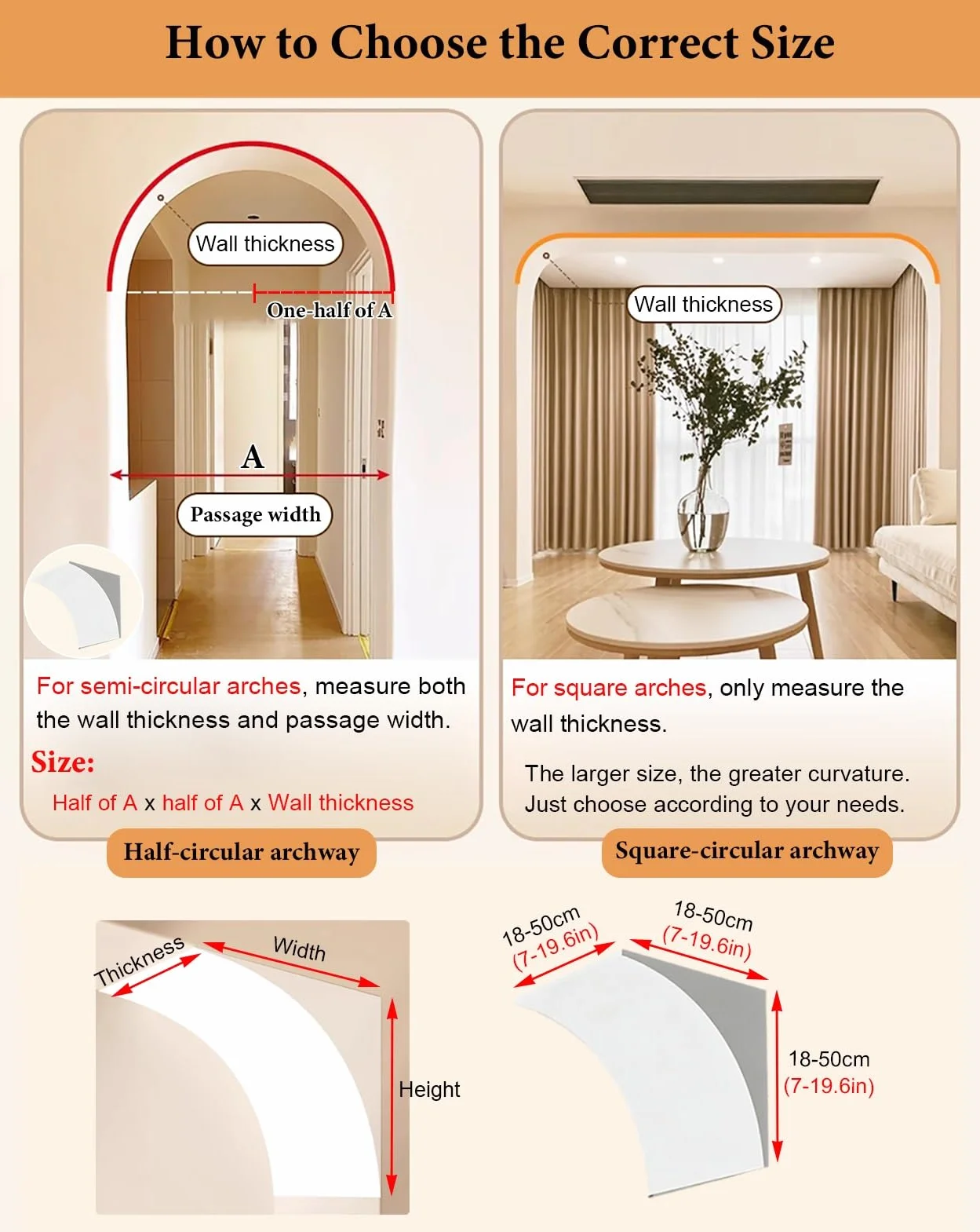 Kit de arco de espuma para puerta, kit de arco de puerta redondeado, cubierta de arco curvado para decoración del hogar