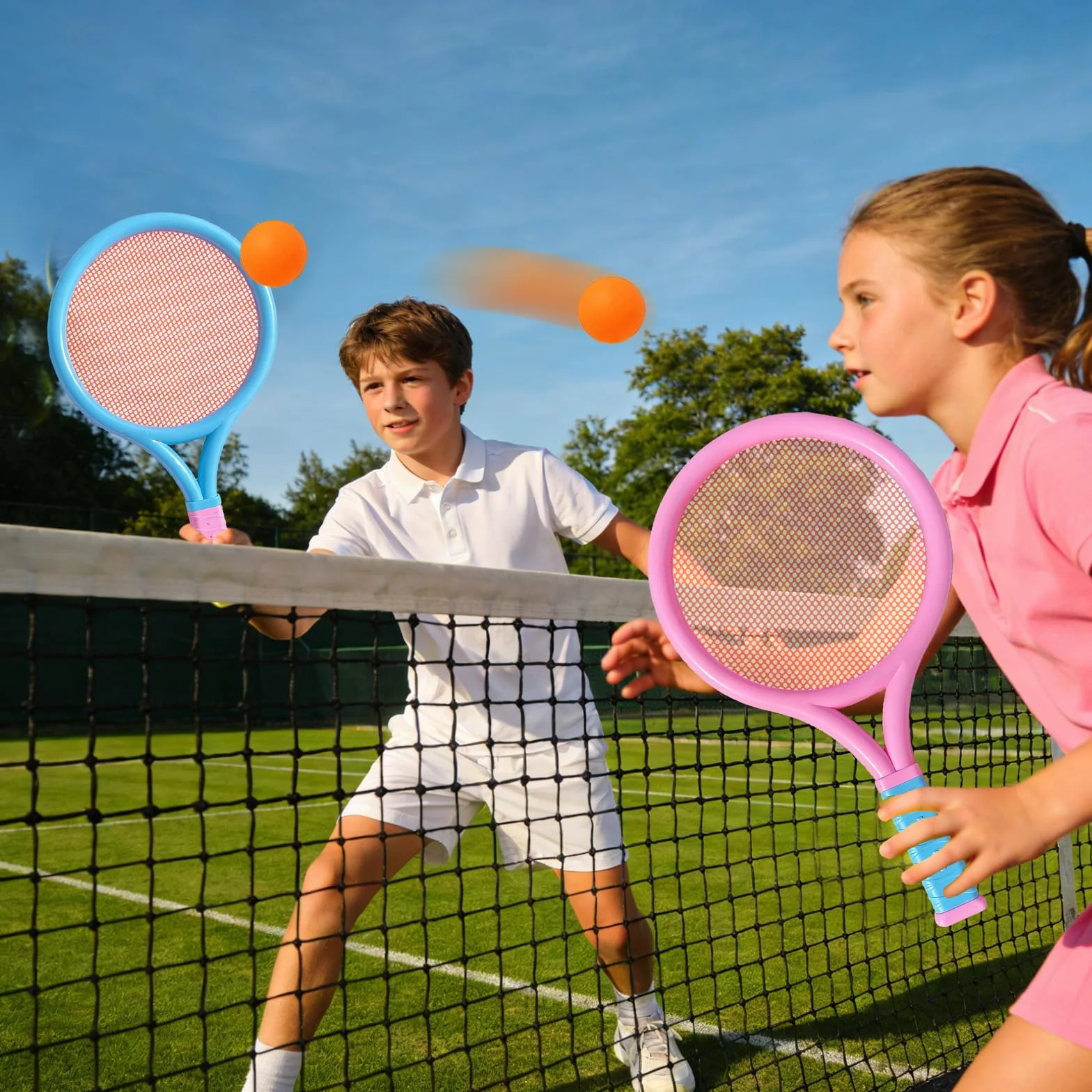 Juego de bádminton 3 en 1 dinosaurio raqueta tenis 6 tipos pelotas deportes aire libre interior