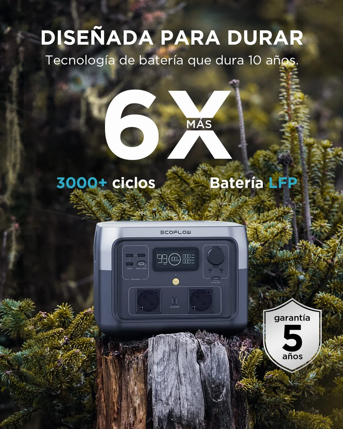 Estación de energía portátil EF ECOFLOW RIVER 2 MAX, batería LiFeP04 de 512 Wh, carga rápida en 1 hora, hasta 1000 W de potencia, generador solar para acampadas al aire libre/caravanas