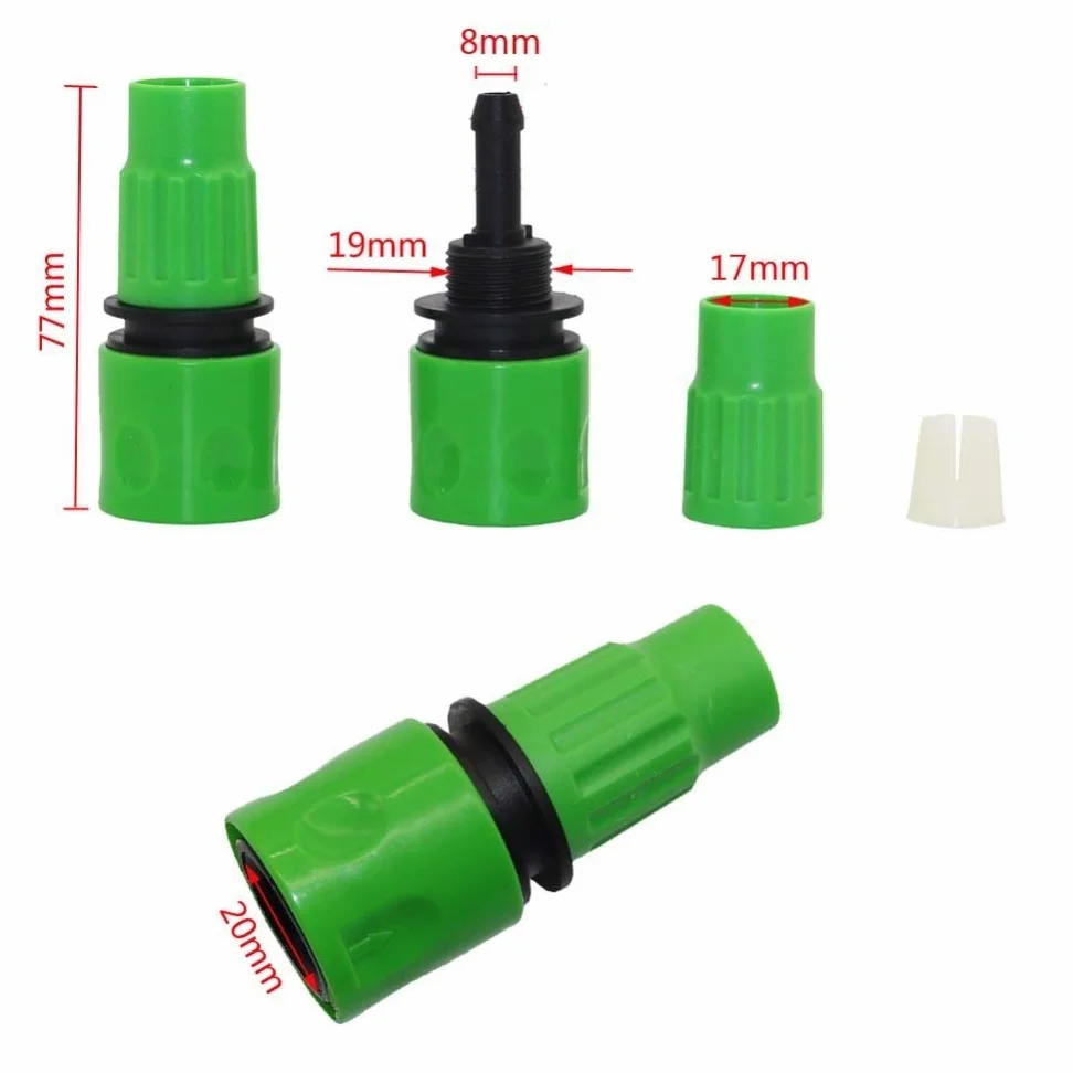 60pcs / Lot 8 mm Conector de Accesorios de riego telescópica Tubería Conectores Jardín Pistolas de Agua Decoración de jardín de riego Manguera rápida