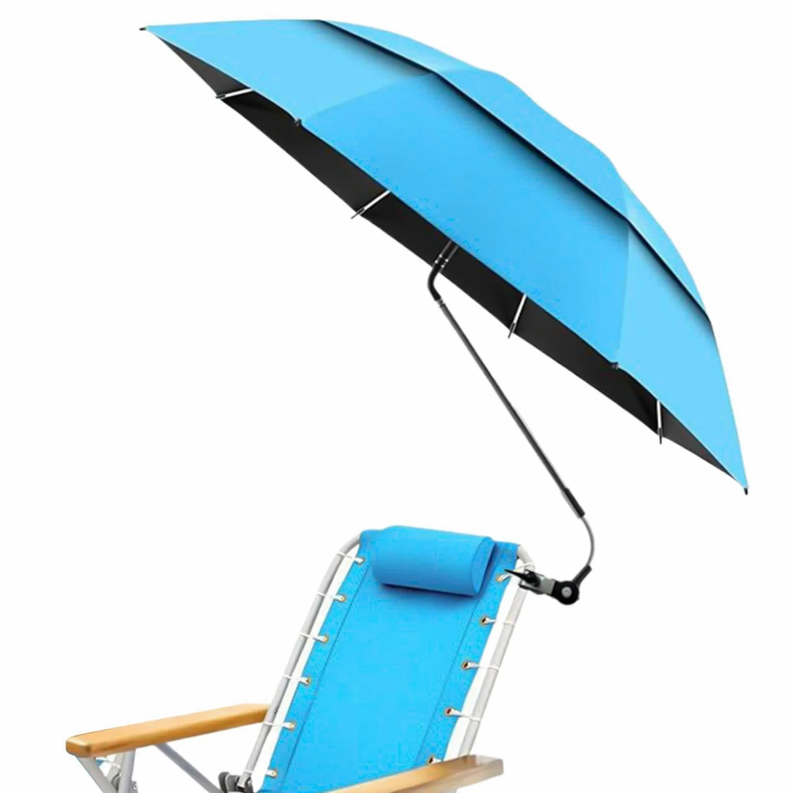 Sombrilla Con Clip Para Silla De Jardín Doble Dosel Portátil Ajustable 180° | Sombrilla Para Tumbonas Para Exterior Playa Tomar El Sol Viajes Vacaciones Camping Picnics Patio Silla De Rued