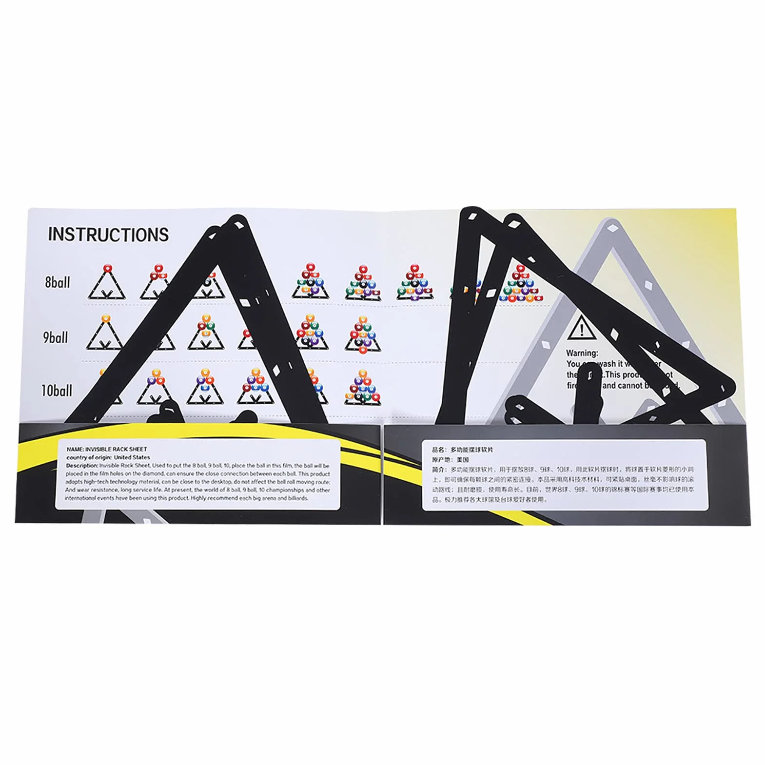 Juego de 6 Estantes de Billar, Soporte de Bola Triangular Negro para Mesa de Billar