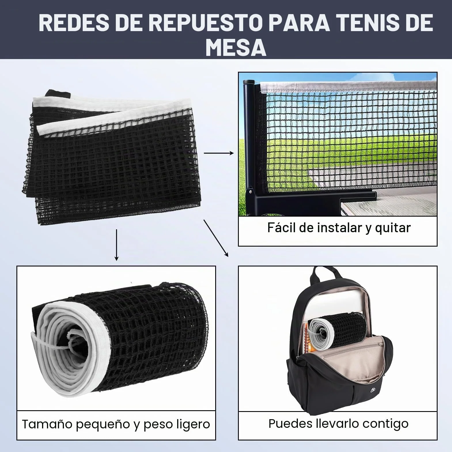 Red de Reemplazo de Tenis de Mesa Portátil Durable 2 PCS Universal para Mesas de Juego