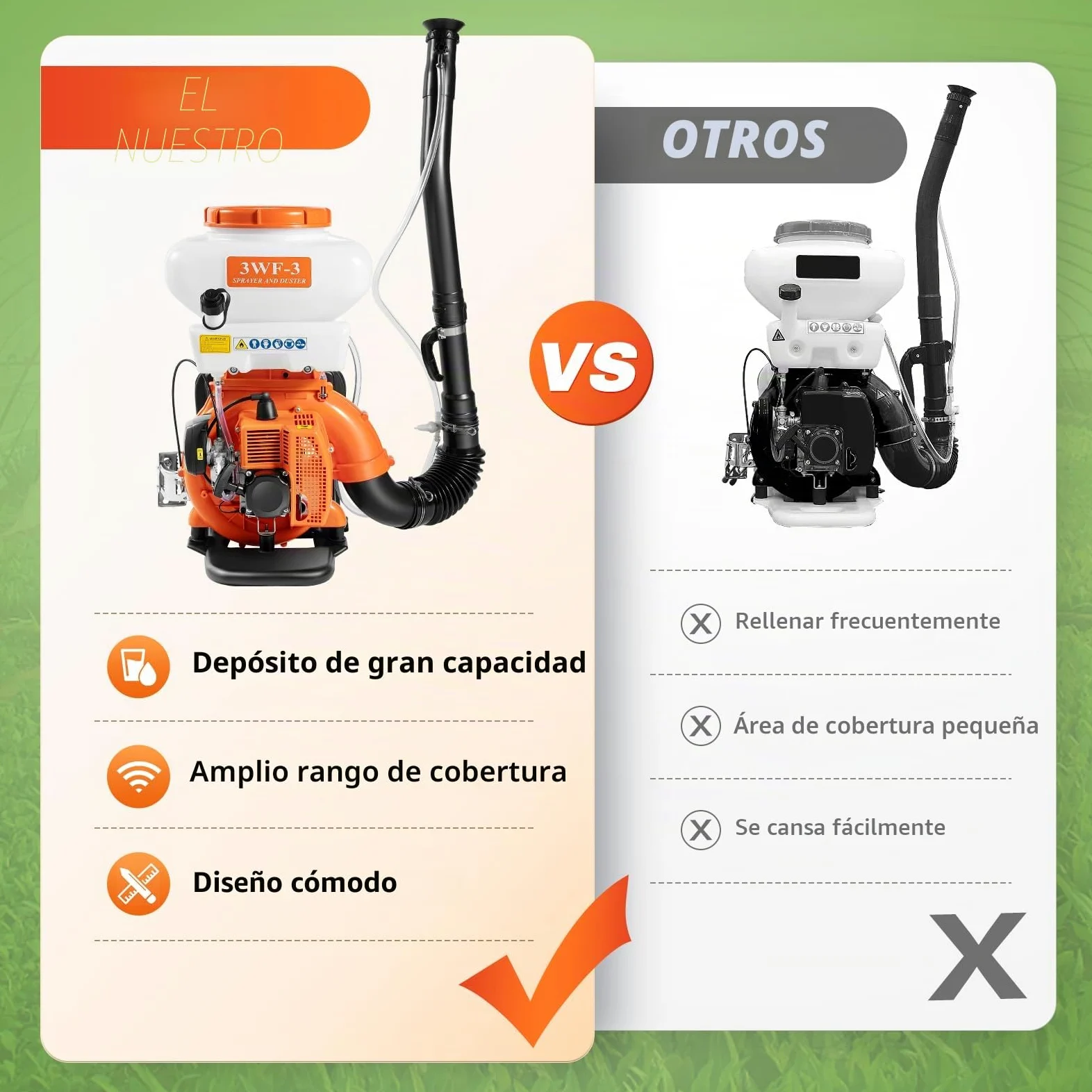 Pulverizador de mochila nebulizador, motor de 41,5 ccm, pulverizador de motor de 2 tiempos de gasolina con depósito de 14 L, más de 12 m de área de pulverización para jardinería y agricultura