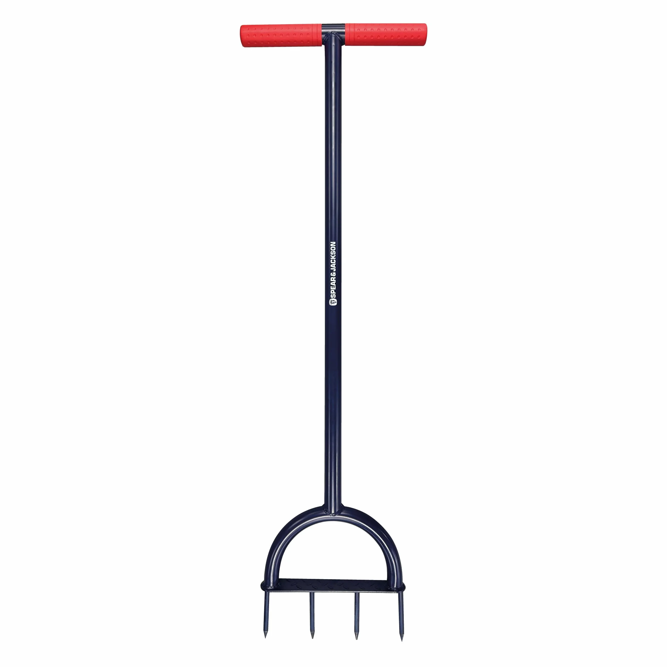 Spear & Jackson 4852LSA Aireador de Césped con Clavos – Todo Metal con Púas de Acero al Carbono, Mango en T Ancho con Agarre Antideslizante y Reposa Pies para Aireación Fácil y Césped Más Saludable