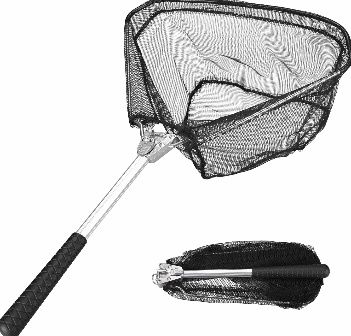 Red de Pesca Plegable Negra 51cm Sacadera para Adultos y Niños