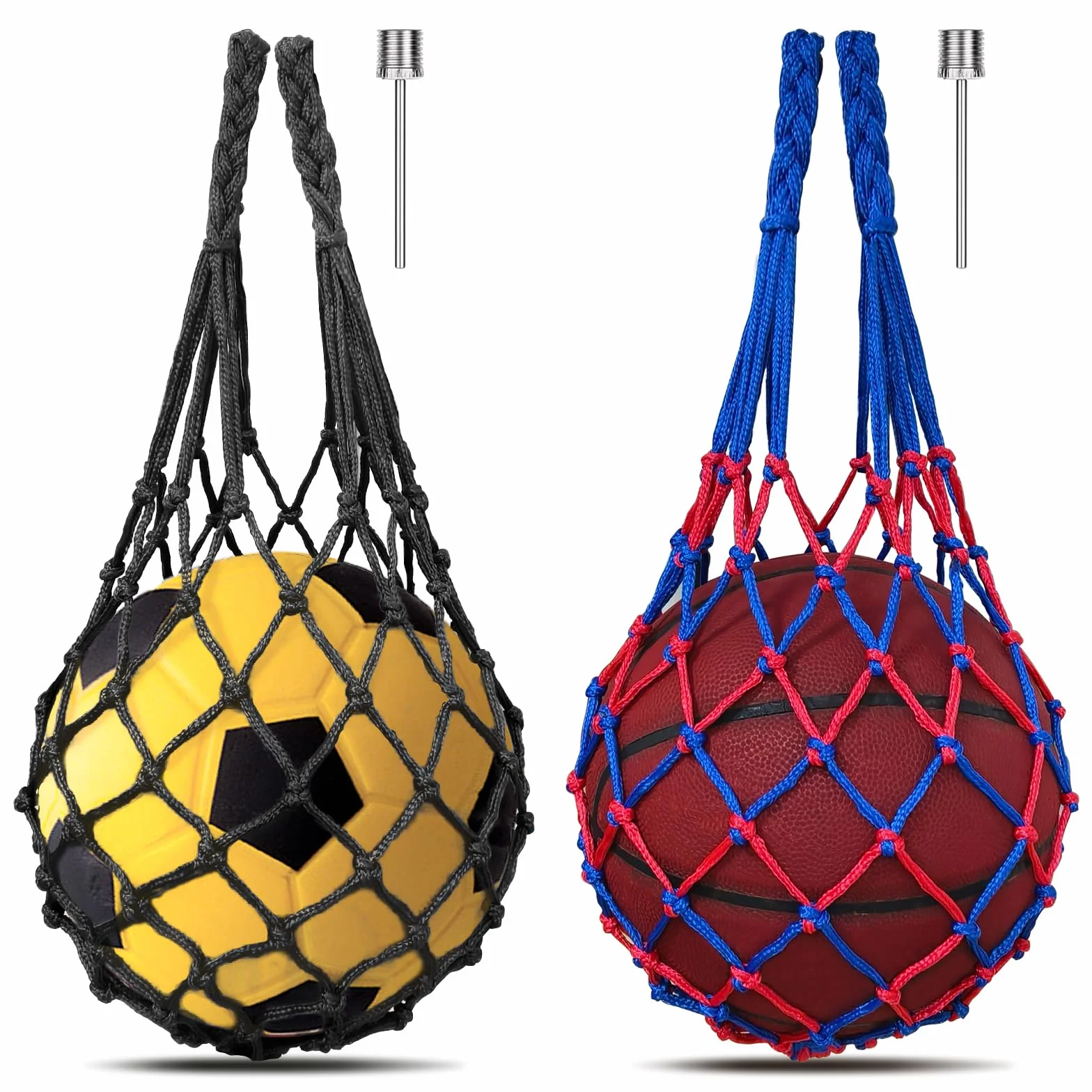 Bolsa para Balón, Red para Balones de Fútbol, con 2 Agujas Plateadas Inflables, para Baloncesto, Voleibol