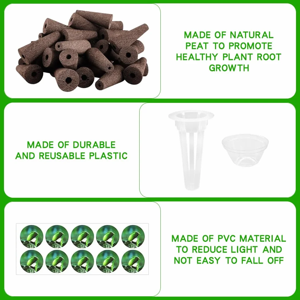 125 Piezas Kit Jardinería Hidropónica Interior, Esponjas para Cultivo Hidropónico, 50 Esponjas de Crecimiento, 12 Cestas de Semillas, 12 Tapas, 50 Etiquetas, para Sistema de Cultivo Hidropónico