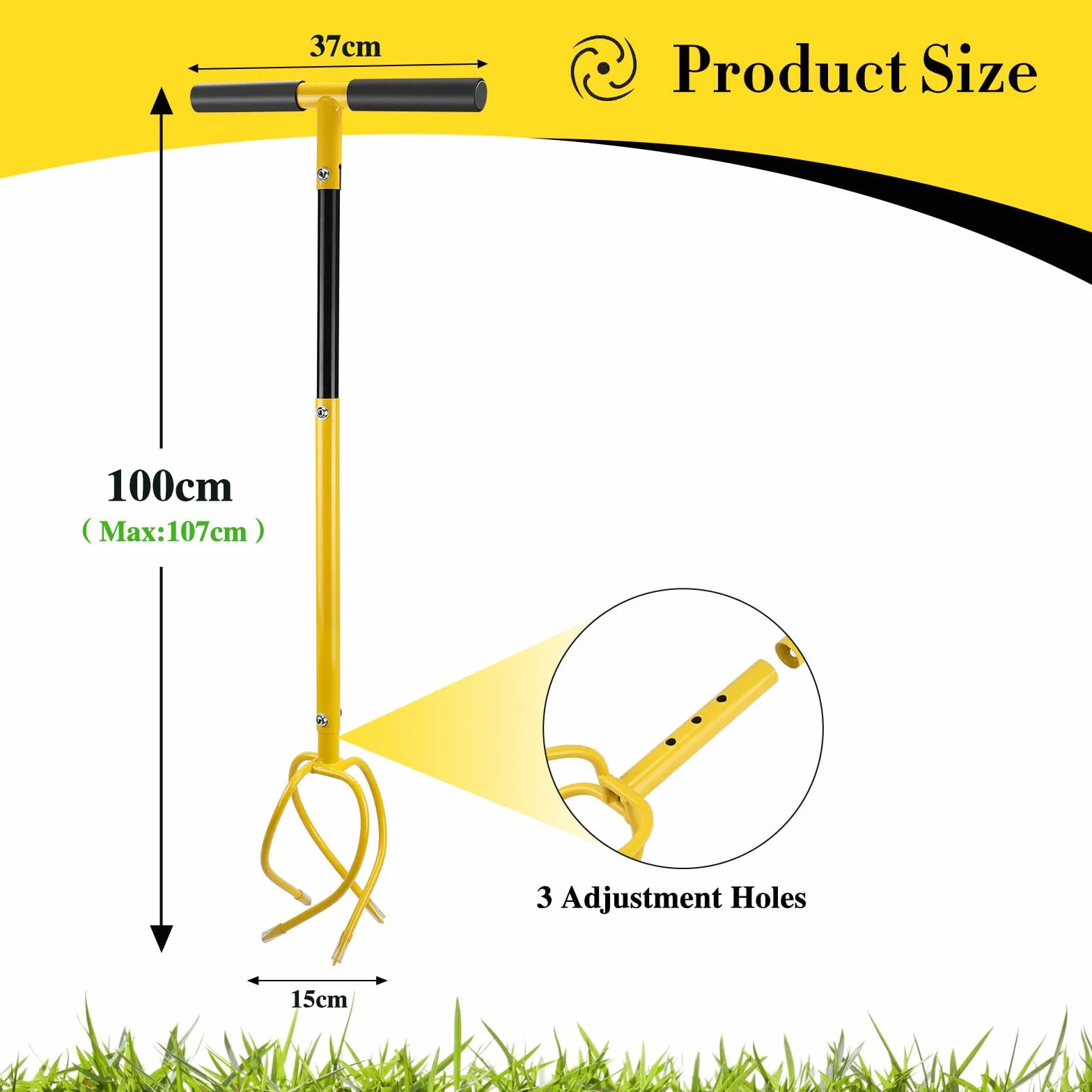 SWAWIS Manual Twist Tiller Garra de Jardín, Cultivador con Mango, Escarificador y Eliminador de Malezas en Uno, Ajustable en Altura, Desmontable para Aflojar el Suelo y Controlar Las Malezas