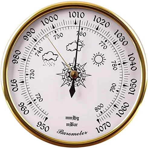 Barómetro de precisión de esfera redonda, estación meteorológica aneroide de 5,0 pulgadas de diámetro, herramienta de presión de aire para colgar en la pared, meteorógrafo doméstico 1070hPa, para ext