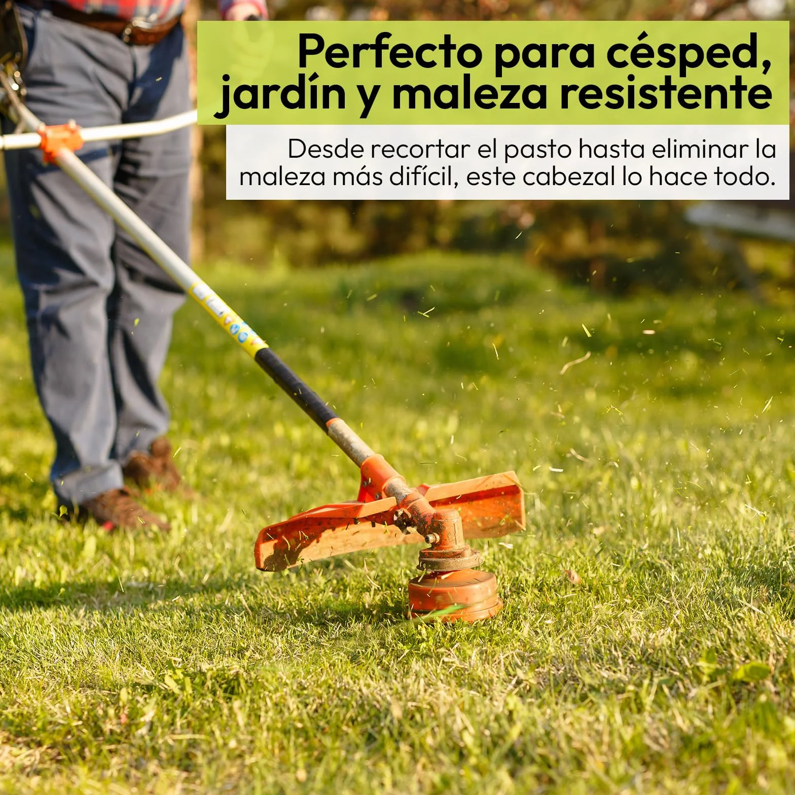 Samos® Cabezal Desbrozadora Universal Profesional 2 en 1 con Cadenas Metálicas – Accesorio de Repuesto Compatible con Desbrozadoras Kawasaki Stihl Husqvarna – Recambio Duradero Cortar Hierba y Maleza