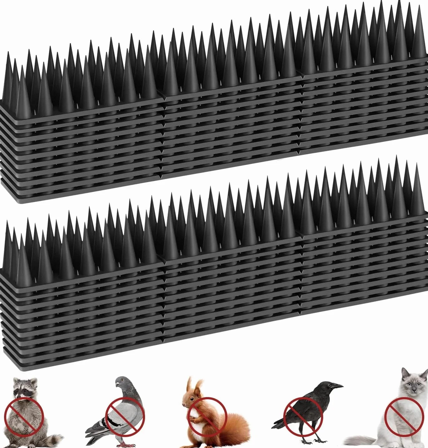 Pinchos Antipalomas 5.7 Metros, Pinchos Anti Gatos, Auyentador de Gatos Plástico, Ahuyentador Palomas, Ahuyentador Gatos para Balcon Terraza Ventana Cercas - 20 Pcs Negro