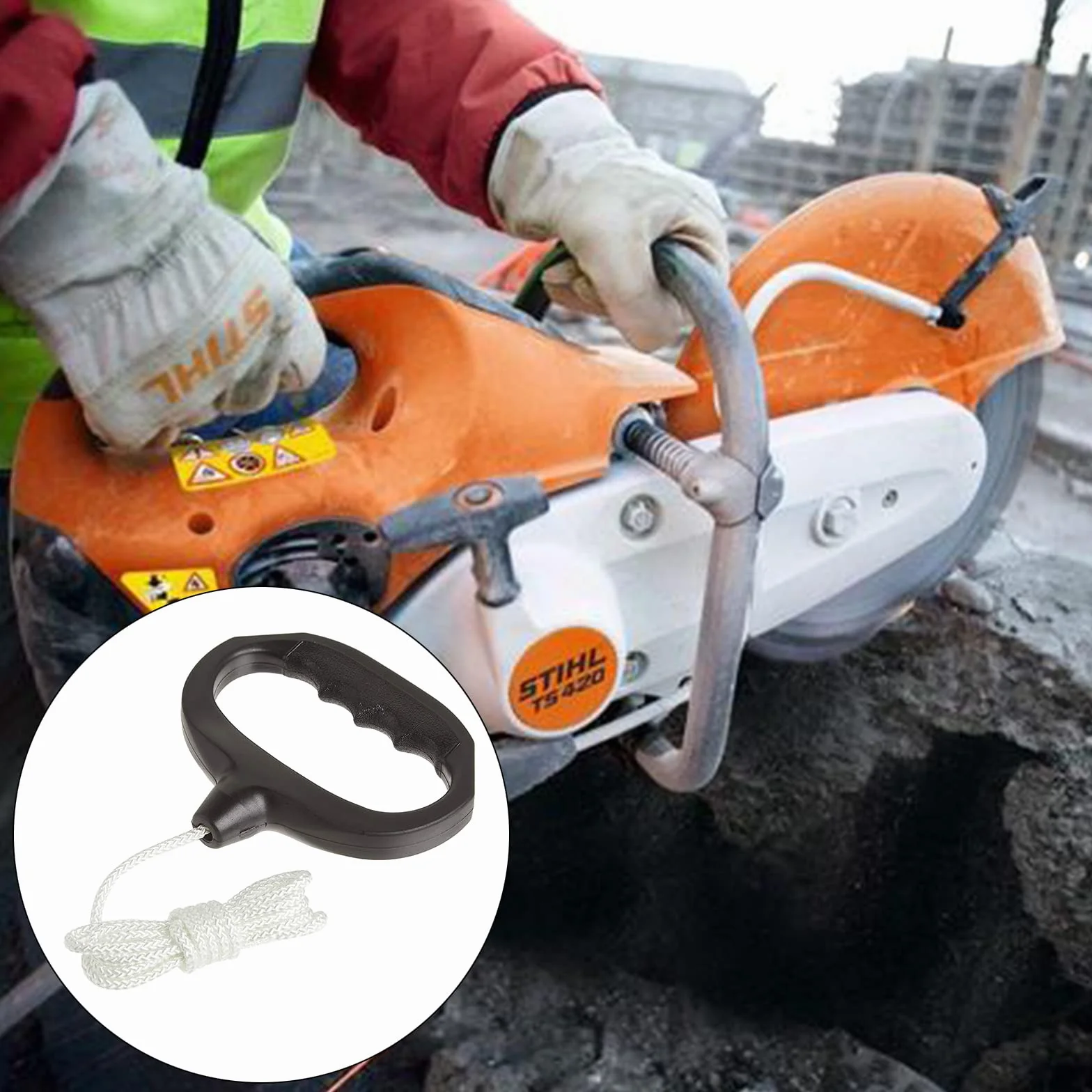 Mango y cuerda de alto rendimiento, mango de arranque y cuerda, multiuso, piezas de repuesto para jardín utilizadas para motores lanzadores de nieve