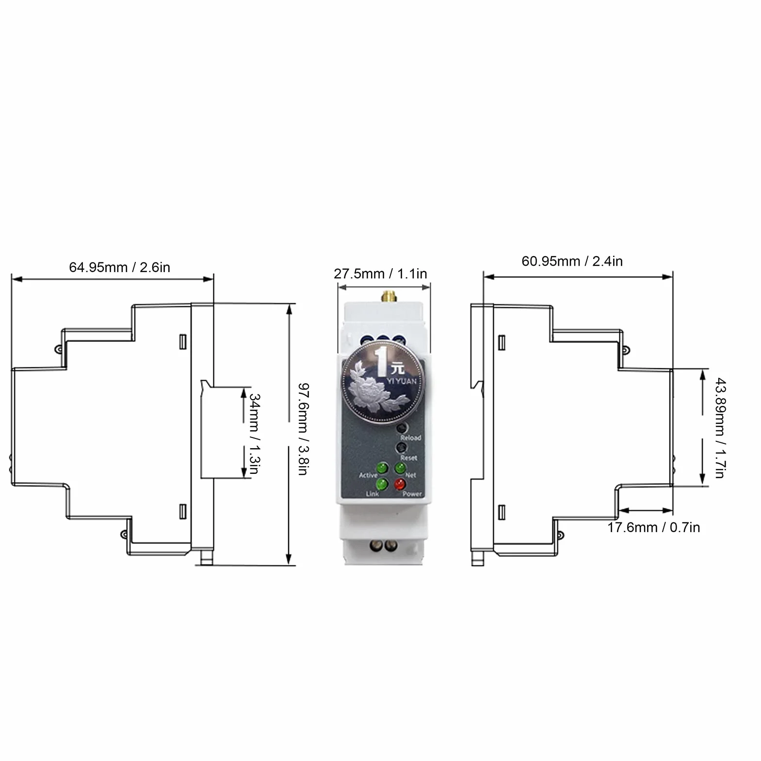 Serwer szeregowy Ethernet PE11-H RJ45 100-240VAC FreERTOS Rail DIN Automatyzacja przemysłowa