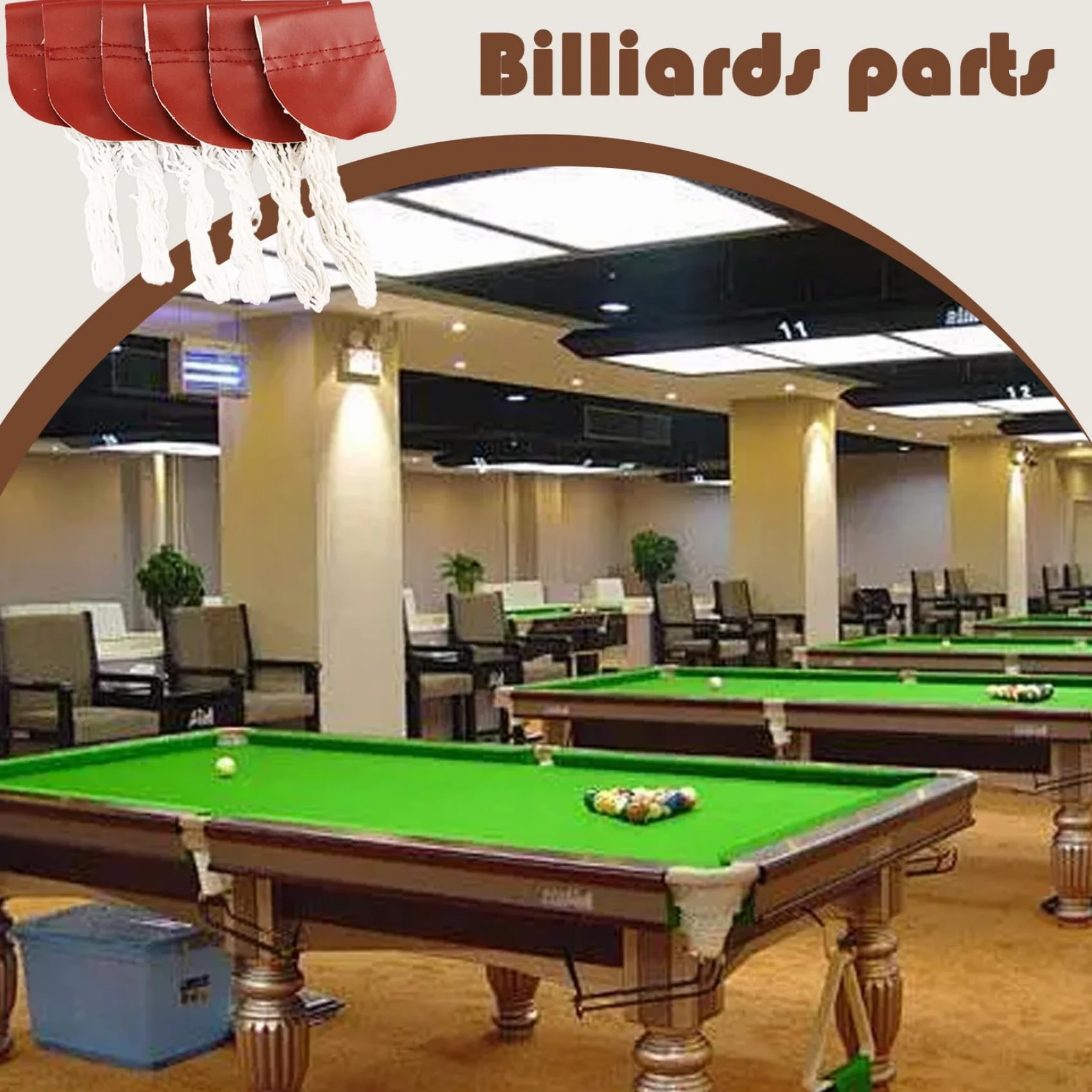Reemplazo de bolsillo de mesa de billar, bolsas de malla de nylon, 6 piezas