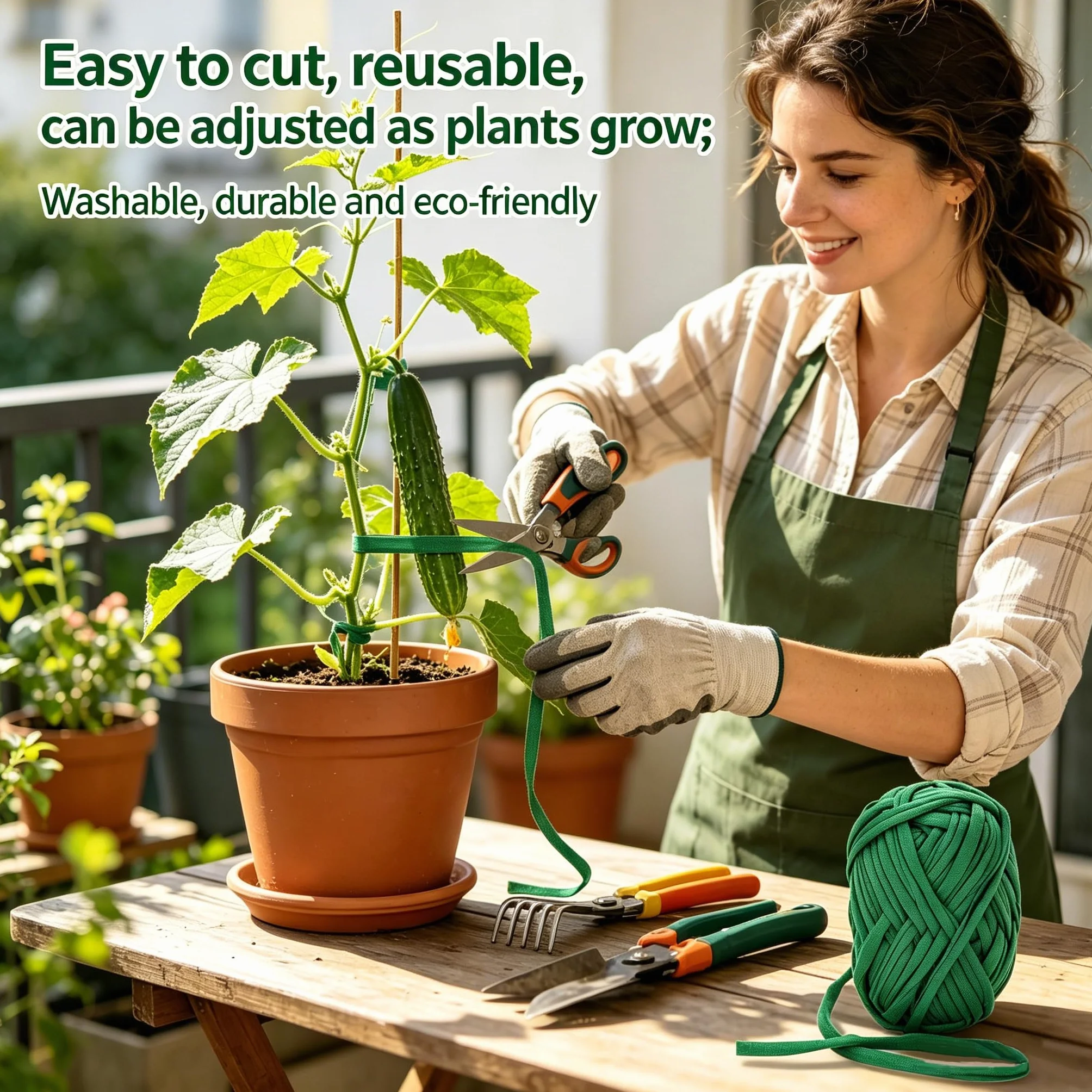 Cordel De Jardín Verde Oscuro 30m, Brida para Plantas Ajustable, Cuerda Resistente Y Hilo De Jardín Multiusos para Atar Plantas, Soporte De Trepadoras Y Manualidades