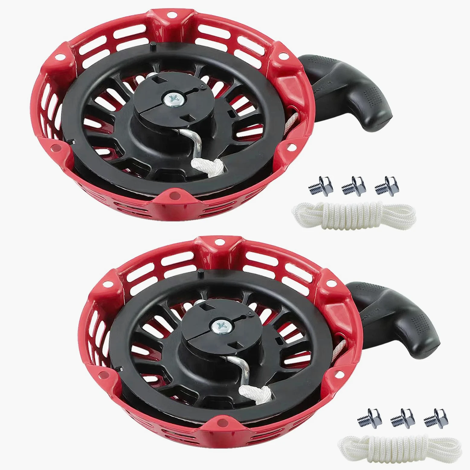 WOTIAN 2 piezas GX160 Pull Start Assembly 28400-Z4M-306ZB con tacos de varilla de acero curvados para GX120 GX160 GX200 5.5HP 6.5HP 27400-Z1T-702