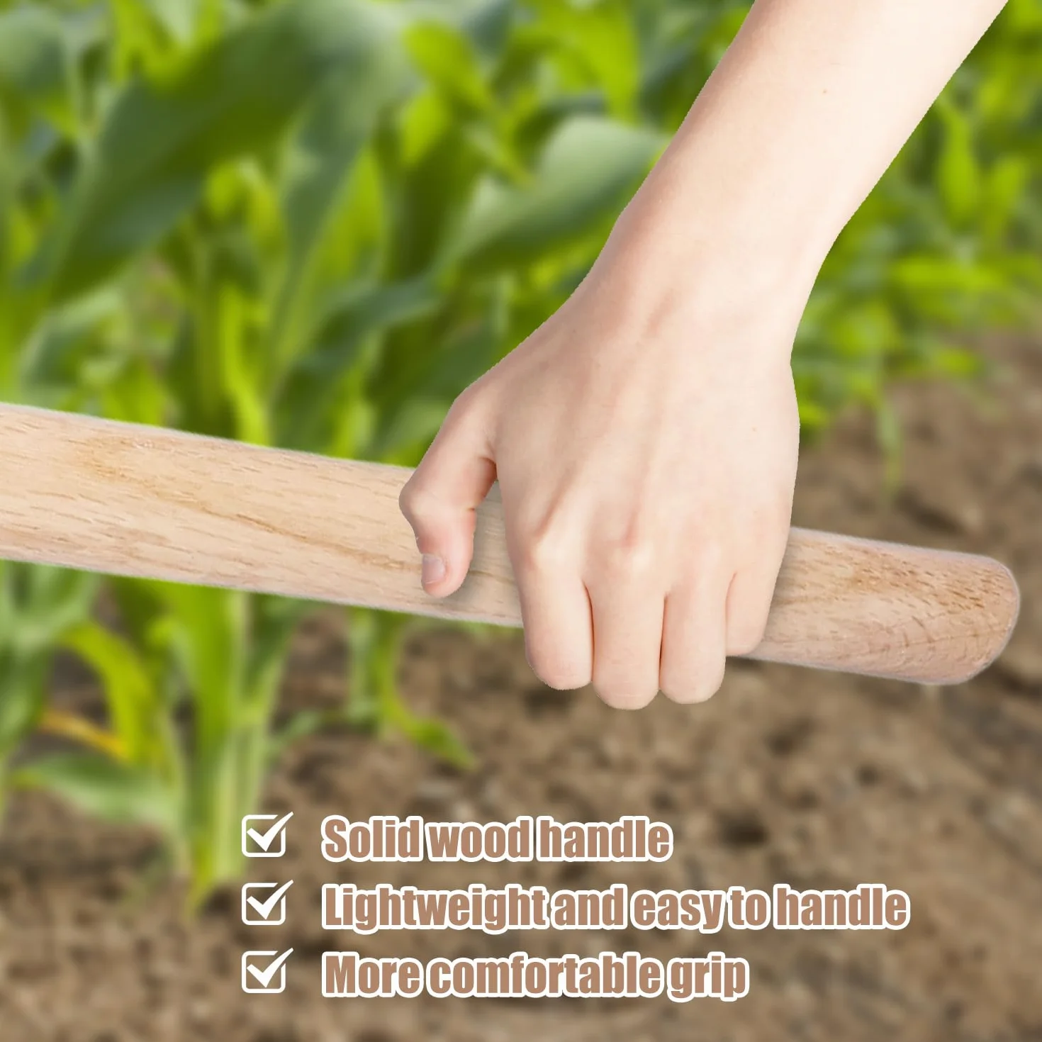 Tissting Pico de Jardín de 40cm/15,7in, Azada de Pico de Acero Inoxidable Resistente y Duradera, Herramientas de Azada de Jardinería Agrícola con Mango de Madera