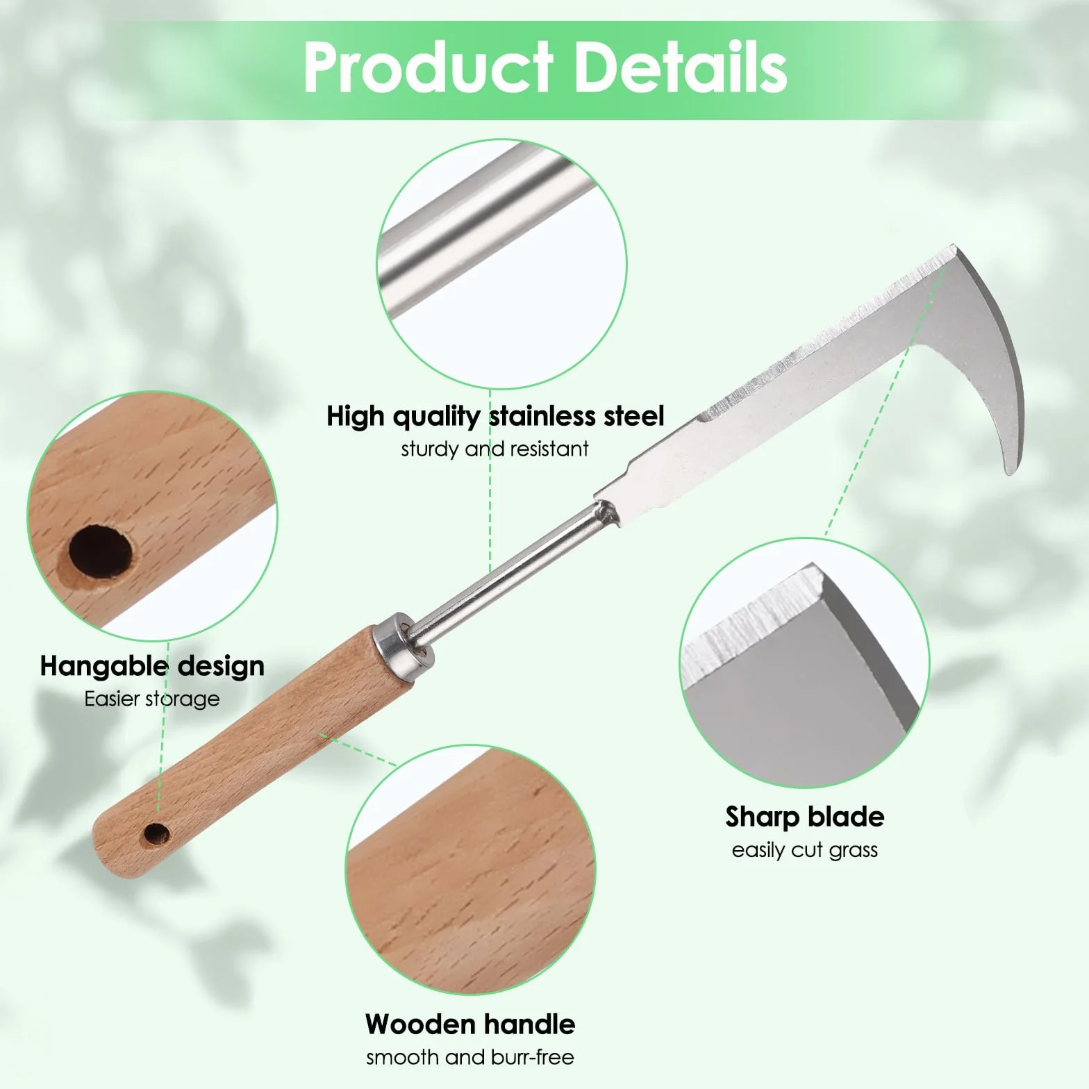 3 Piezas Extractor Malas Hierbas con Mango de Madera, Desherbador Manual de Acero Inoxidable, Weeder de Mano de Jardín Azadillas, Fácil Almacenamiento, Plantar y Desherbar