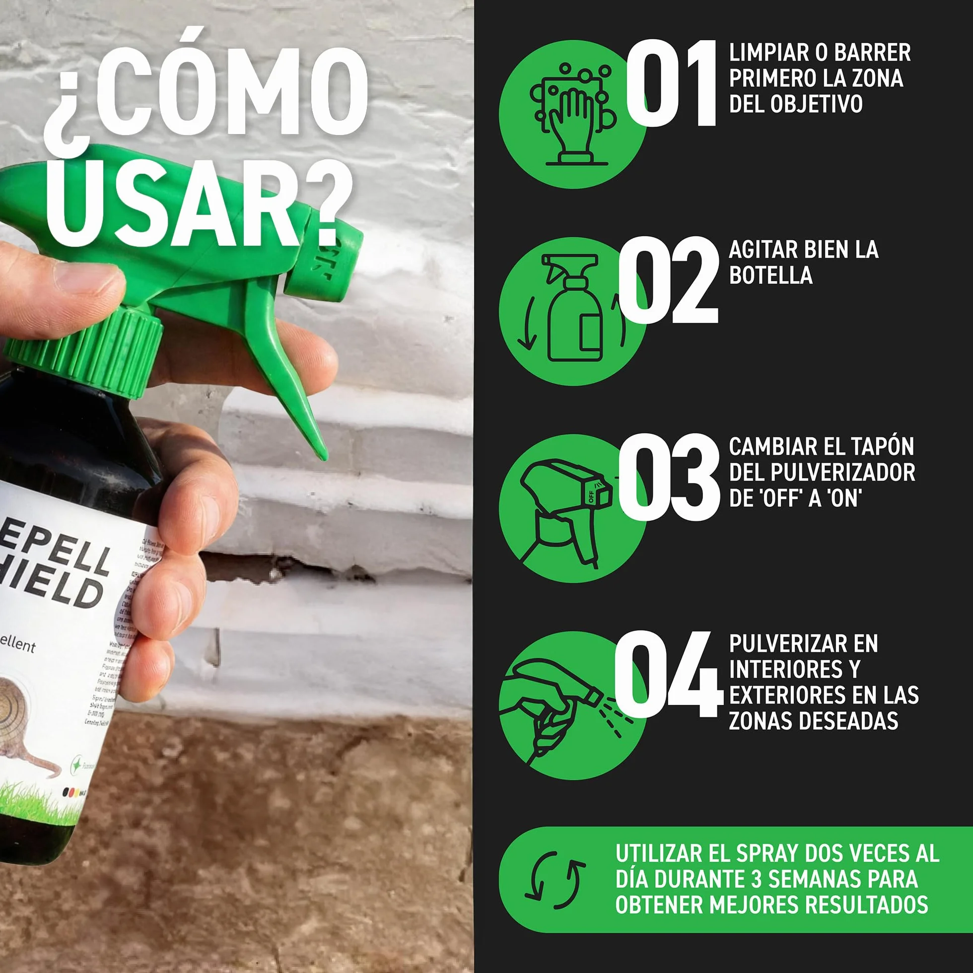 RepellShield® Repelente Ratas y Ratones - Anti Roedores Natural para Coche y Hogar -250ml- No Mancha, Uso Interior y Exterior - Aceite de Menta - Ahuyentador de Ratas Seguro para Niños y Mascotas