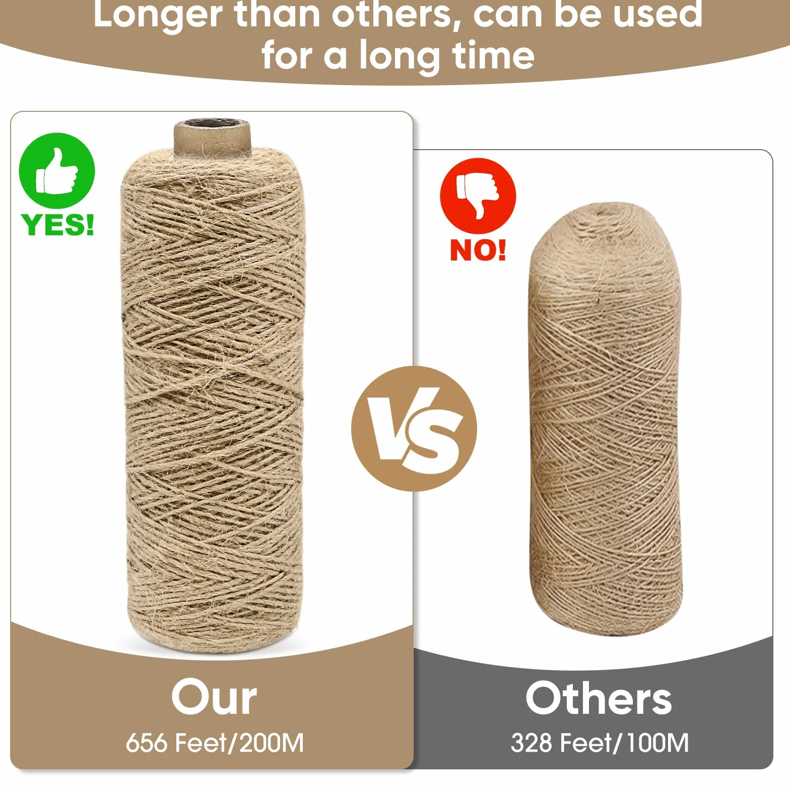 2 Piezas 200 m Yute Natural Marrón, 1mm Cuerda de Yuta, Jute Yarn para Embalaje, Bricolaje, Floristería, Decoración, Manualidades