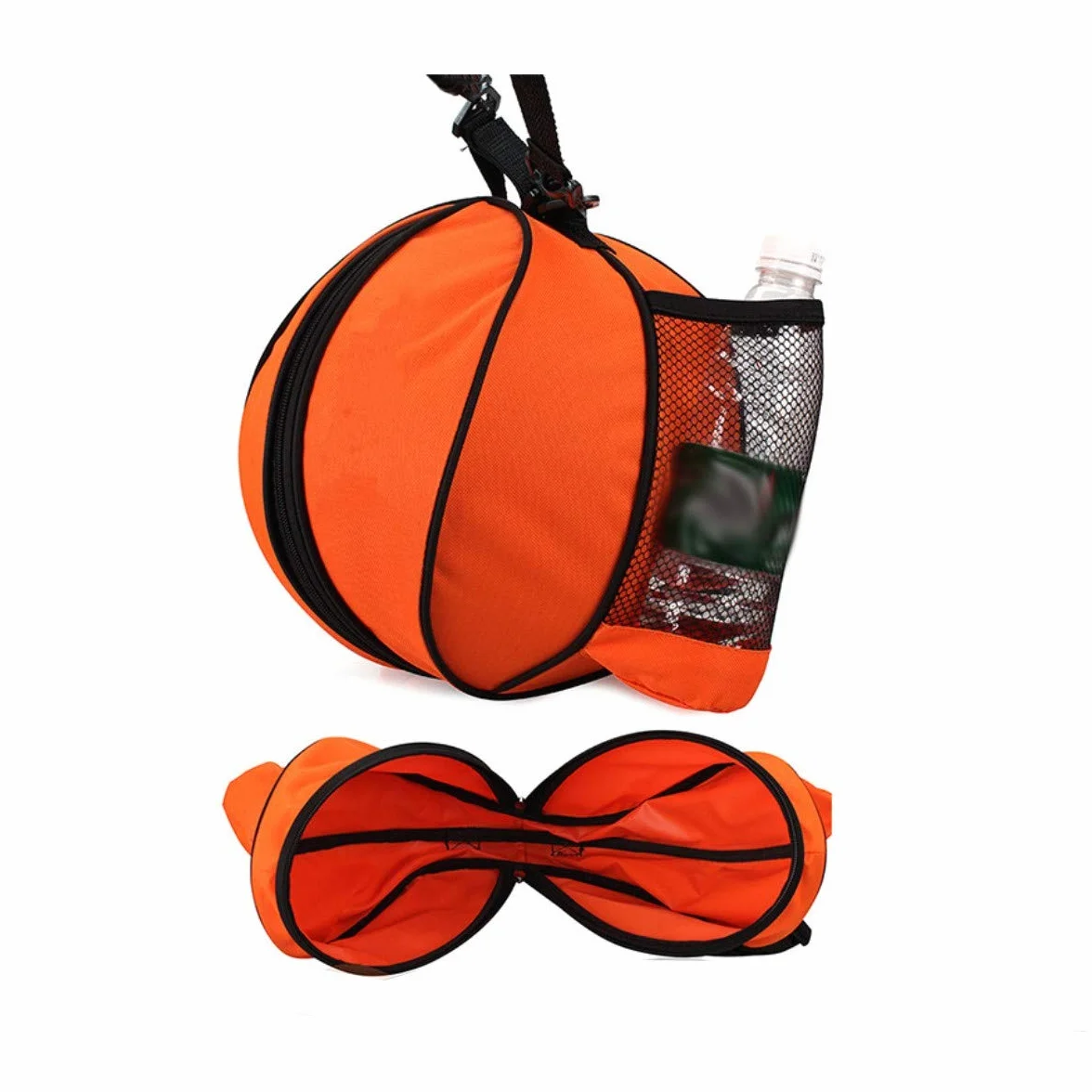 Bolsa Bandolera para Baloncesto Voleibol Fútbol con Bolsillos Laterales de Red Naranja