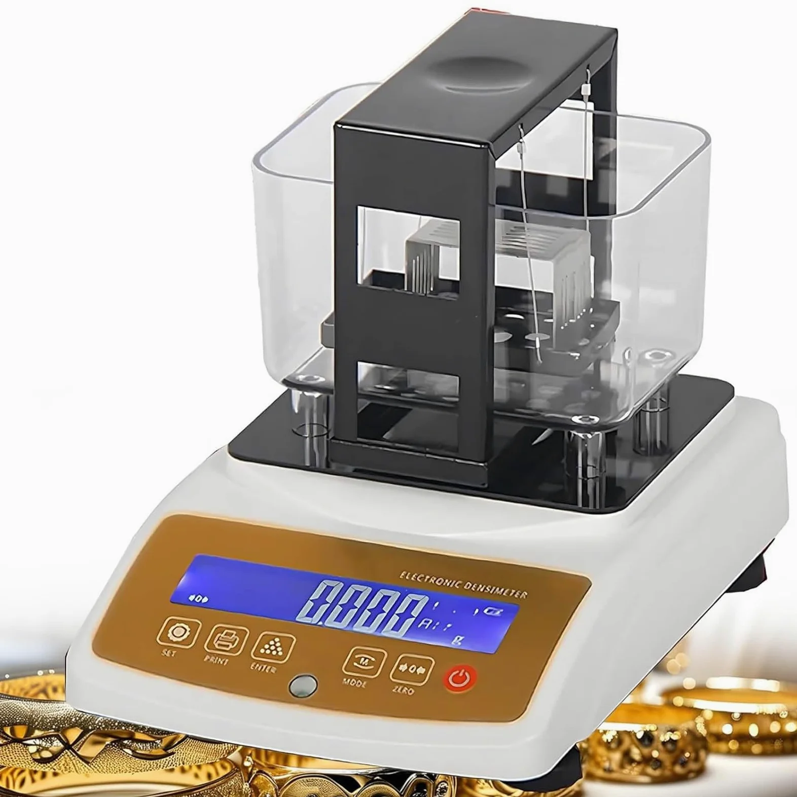 Probador de pureza de oro, medidor de densidad de platino y oro, máximo 1200 g, prueba precisa de metales preciosos para joyas e inversiones, alarma de prueba por lotes