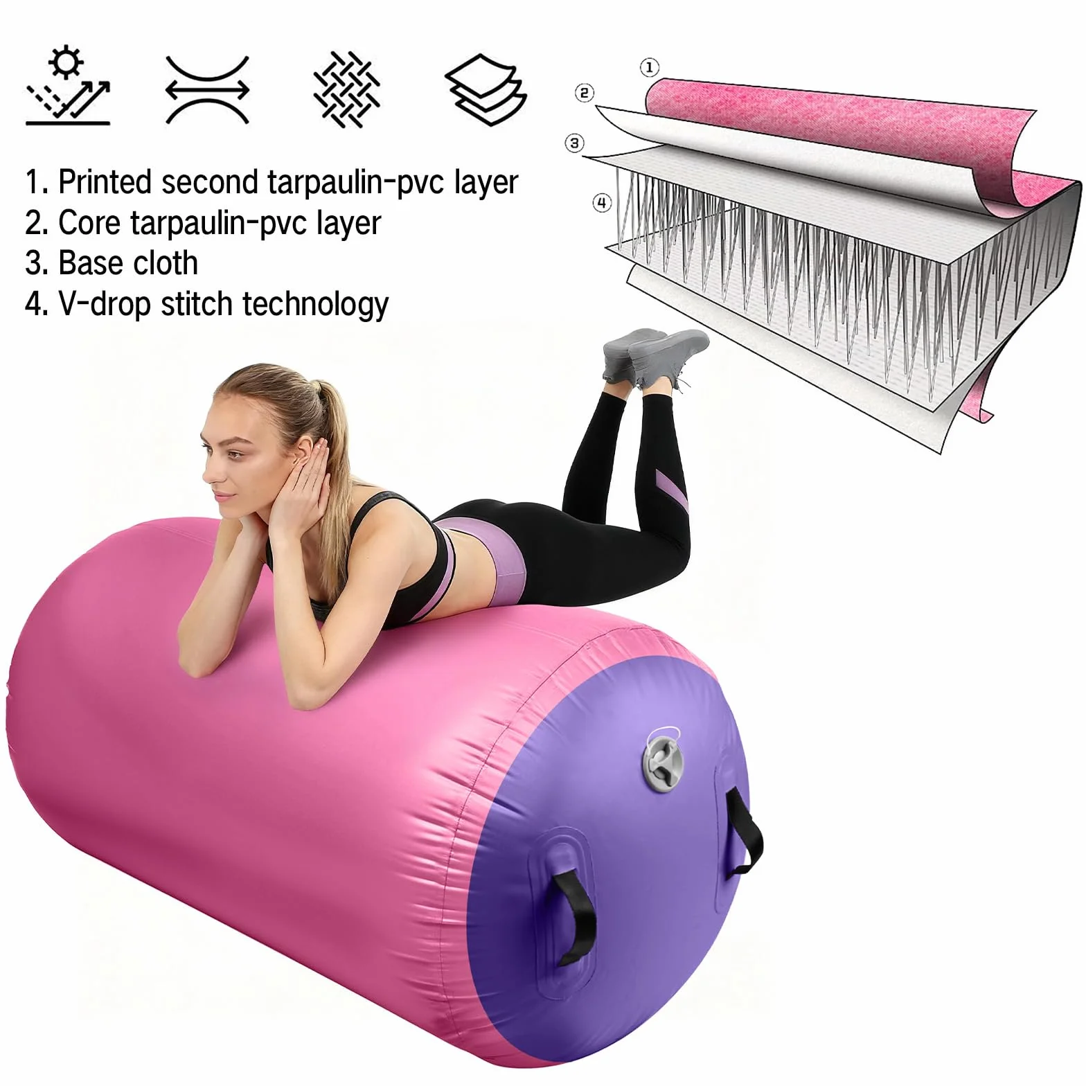 Diealles Shine Air Roll Inflable 100x80cm con Bomba Eléctrica y Bolsa de Transporte para Gimnasia Yoga Fitness