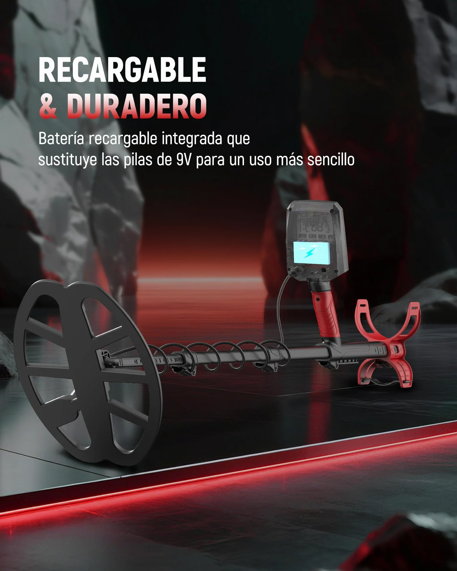 KAIWEETS Detector de metales profesional con batería, bobina doble D impermeable hasta 30 cm de profundidad, 5 modos, detector de metales, chip DSP, HD LCD con retroiluminación, juego de detector de