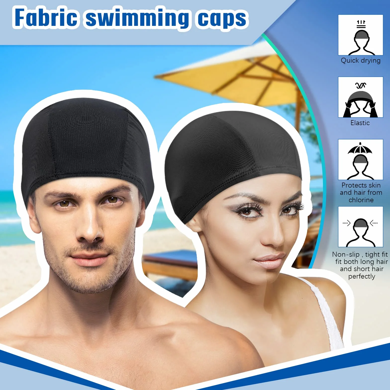 Gorros de Natación Elásticos Unisex Antideslizantes para Piscinas - 3 Pack