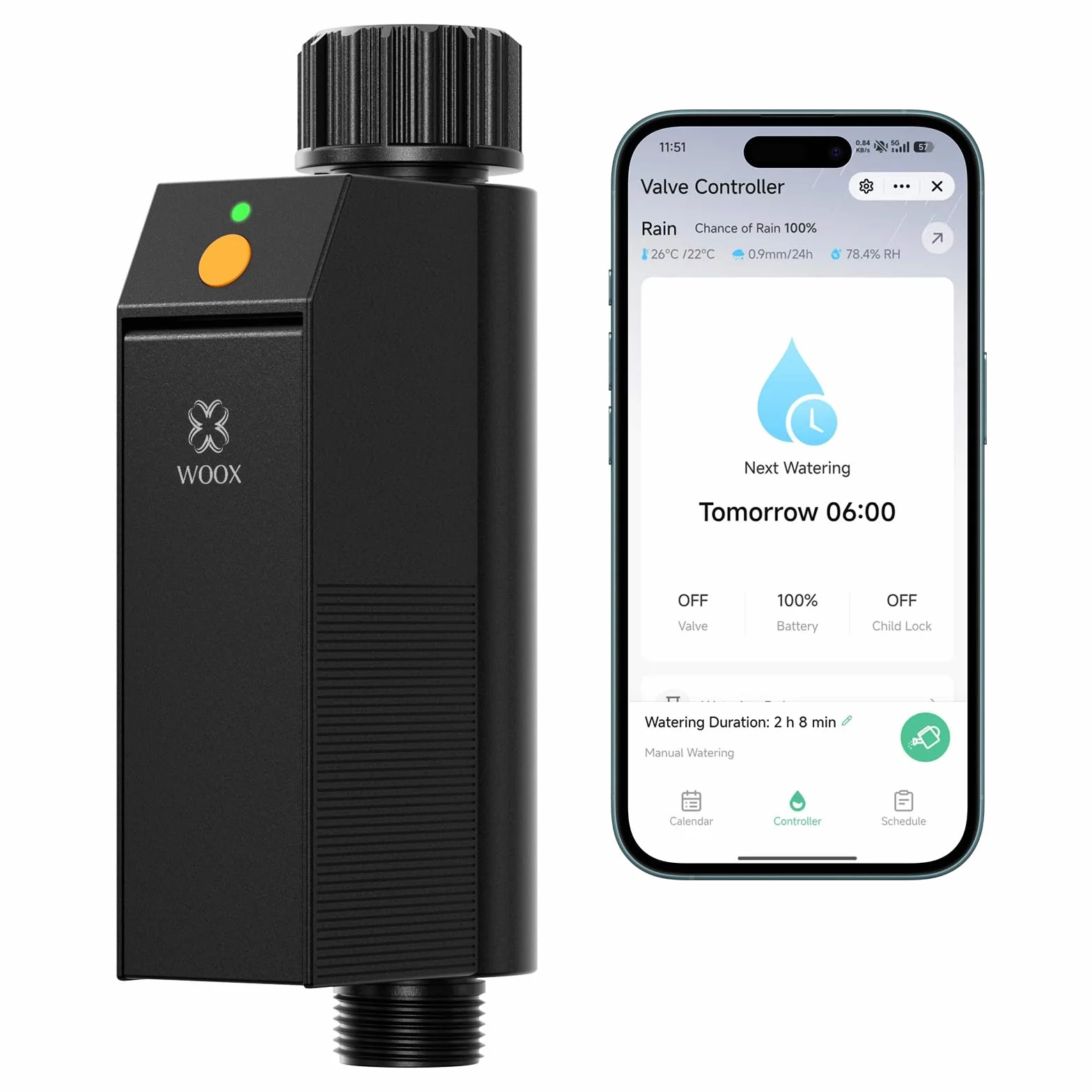 WOOX Programador de Riego WiFi Inteligente 2,4GHz, IP65 Impermeable, App/Control por Voz, Temporizador Automático con Retraso por Lluvia
