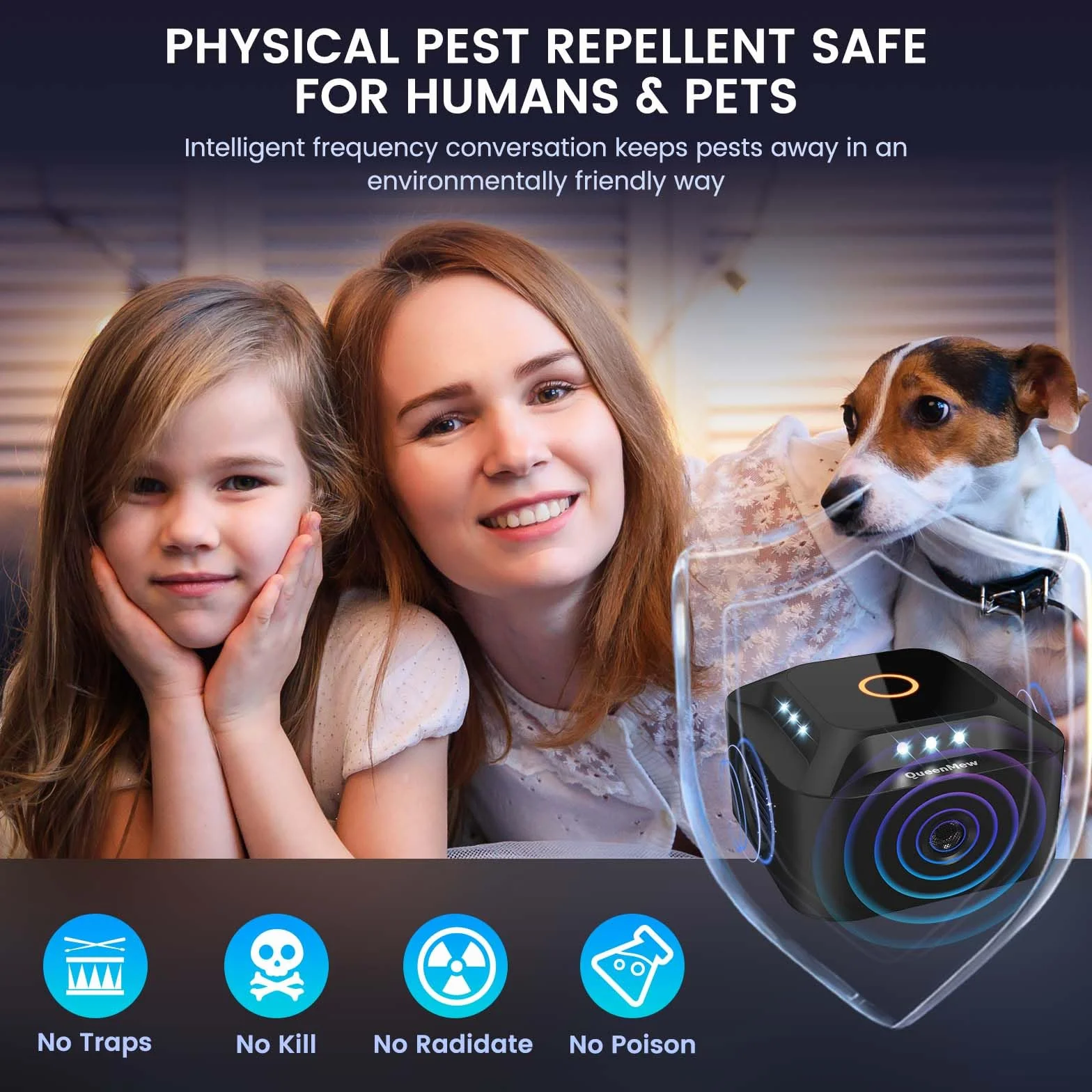 Repelente Ultrasónico de Ratones 360°, 3 Modos Repelente de Ratones Enchufe con 12 Luces Estroboscópicas, 300 M² Ahuyentador de Topos Repelente Gatos, para Rata Araña Polilla Hormiga