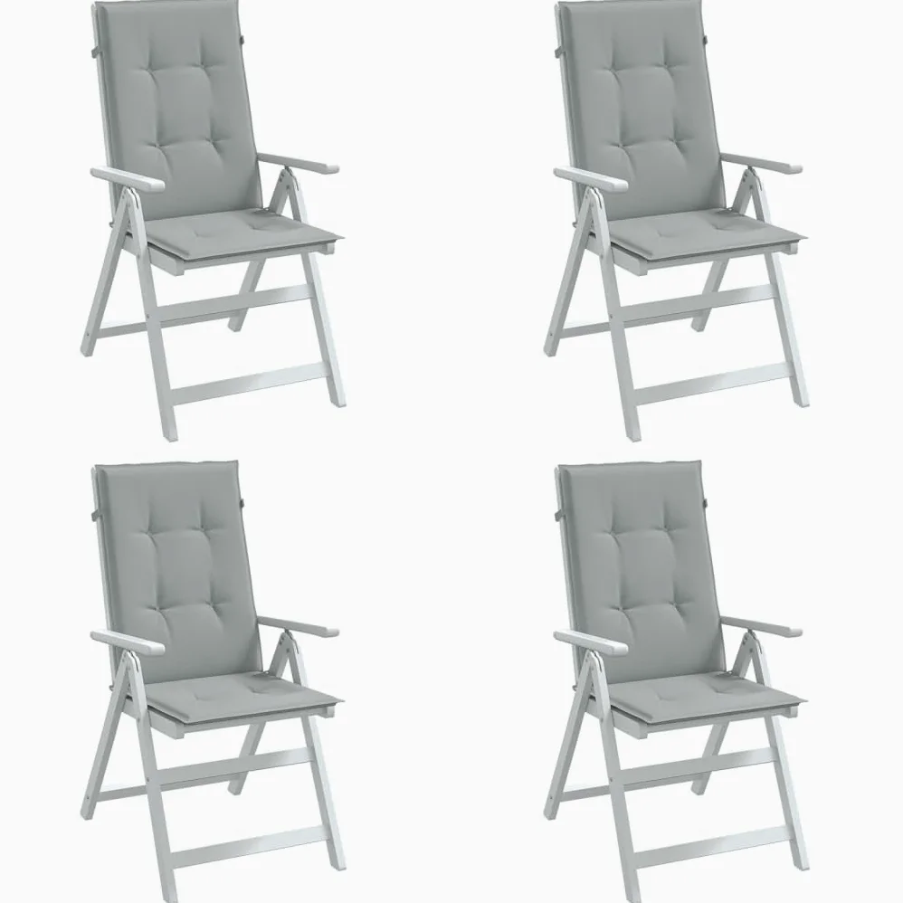 ShGaxin Cojines para Silla Respaldo Alto 4 uds Tela Gris Claro Melange, Cojines para Butacas De Jardin, Cojines Sillas Cocina, Cojines para Sillas De Terraza, Cojin Silla Exterior - 4002413
