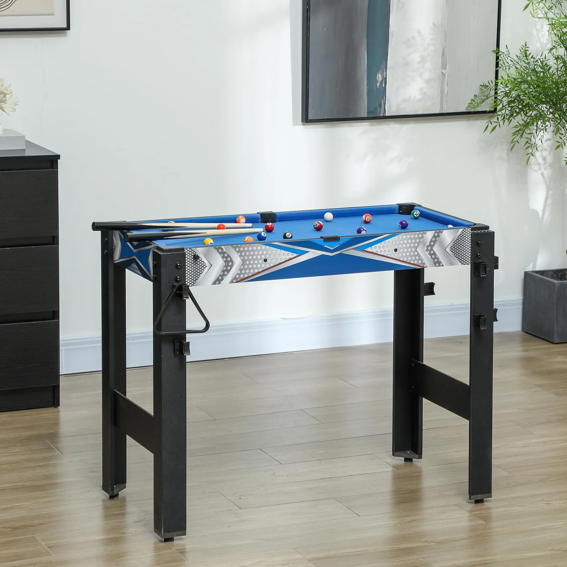 SPORTNOW Mesa de juego 5 en 1 91 x 45,5 x 76 cm con ping pong billar hockey baloncesto tiro con arco