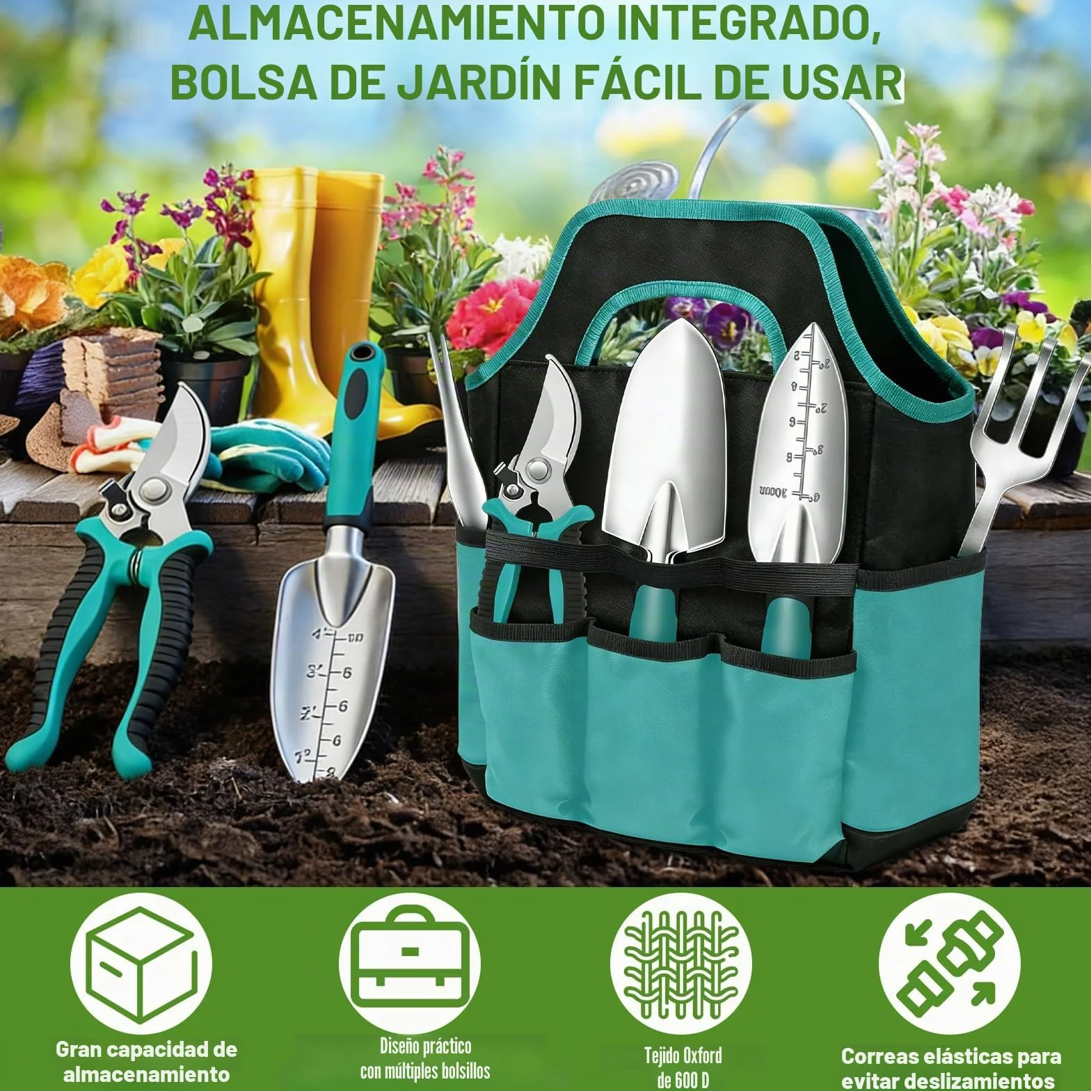Juego de Herramientas de Jardinería,8 Piezas Acero Inoxidable de Herramientas de Jardín,Juego de Herramientas de Jardín Resistentes,Kit Jardinería-Rgalo de Jardín Ideal para Mujeres y Hombres